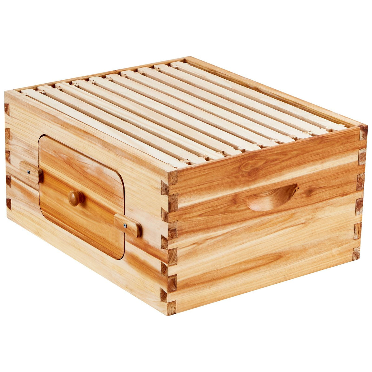 Bee Hive Deep Box Starter Kit, 100% Beeswax Coated Natural Fir Wood, Langstroth Beehive Kit with 10 Frames and Foundations, Transparent Acrylic Bee Windows for Beginners and Pro Beekeepers