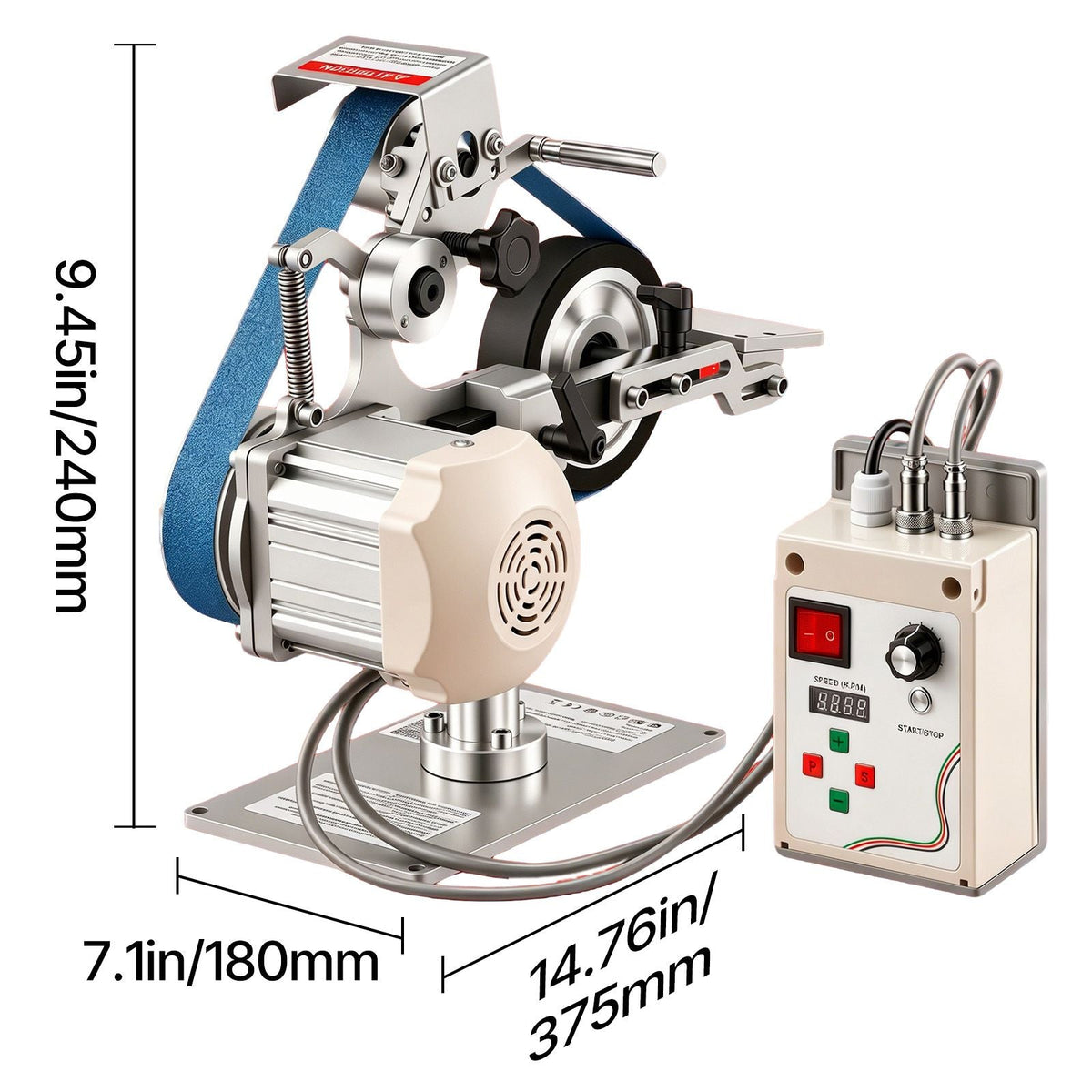 Belt Grinder Sander with VFD, 30 x 1-Inch Variable Speed Belt Polisher, 550W Polishing Grinding Machine with 2 Grinding Modes & 3PCS Sanding Belts for Metalworking, Knife Making