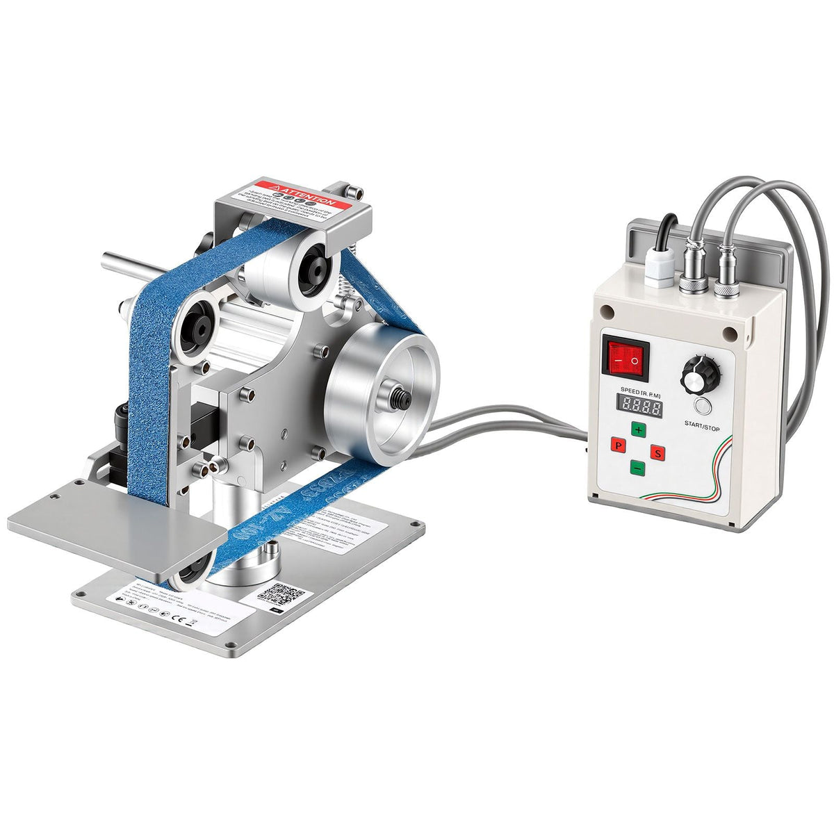 Belt Grinder Sander with VFD, 30 x 1-Inch Variable Speed Belt Polisher, 550W Polishing Grinding Machine with 2 Grinding Modes & 3PCS Sanding Belts for Metalworking, Knife Making
