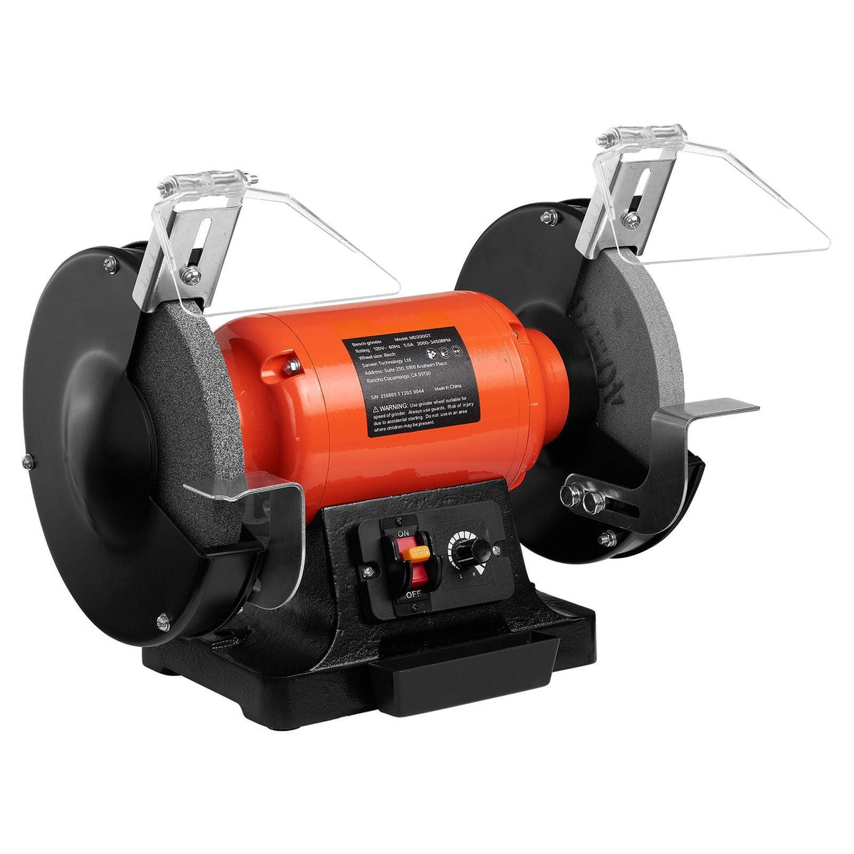 Bench Grinder, 8-inch Variable Speed Bench Grinder, 2000-3450RPM Table Grinders with 550W 5.0A Induction Motor, 36/60-Grit Grinding Wheel & Adjustable Eye Shield for Sharpening Grinding
