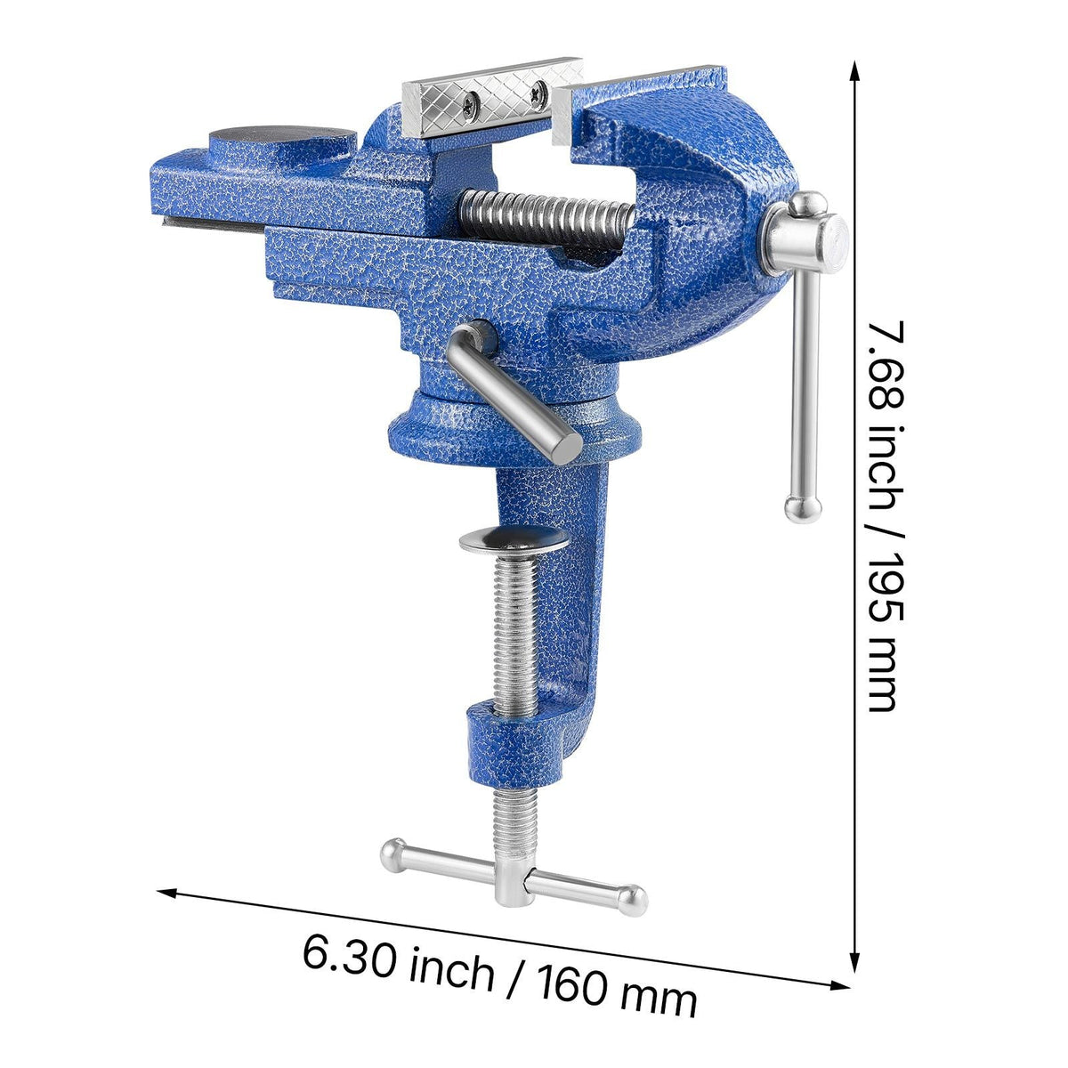Bench Vise, 3 Inch, Portable Workbench Vice with 360° Swivel Base, Quick Release Rotating Bench Clamp, Raised Base, Cast Iron Construction, for Woodworking, Metalworking, Drilling, and Cutting
