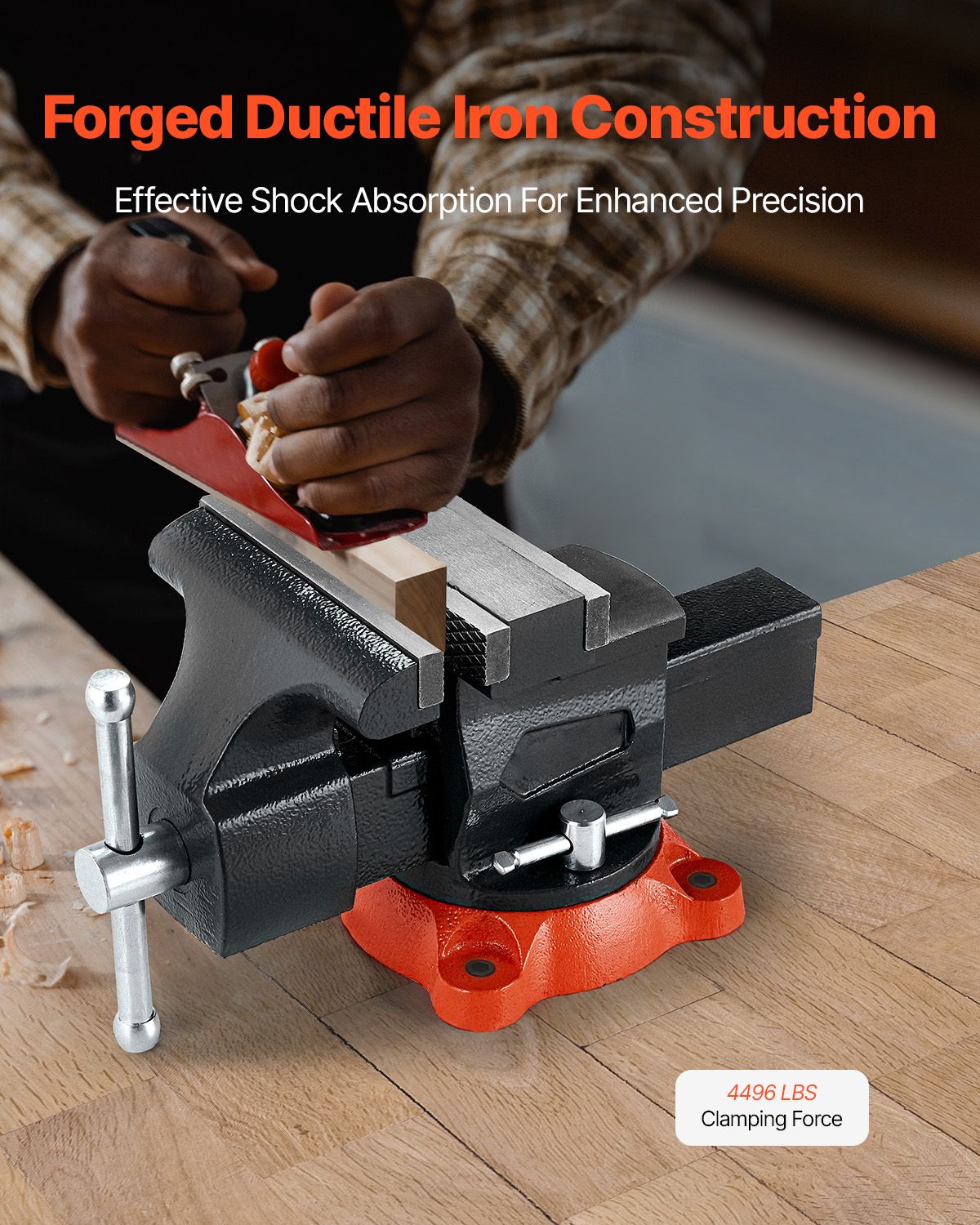 Bench Vise, 5.5" Jaw Width, 5.5" Max Jaw Opening Multipurpose Vise with 360° Swivel Locking Base, 2.8" Throat Depth, Heavy Duty Ductile Iron Workbench Vise, Two-Way Jaws for Clamping Round Pipes