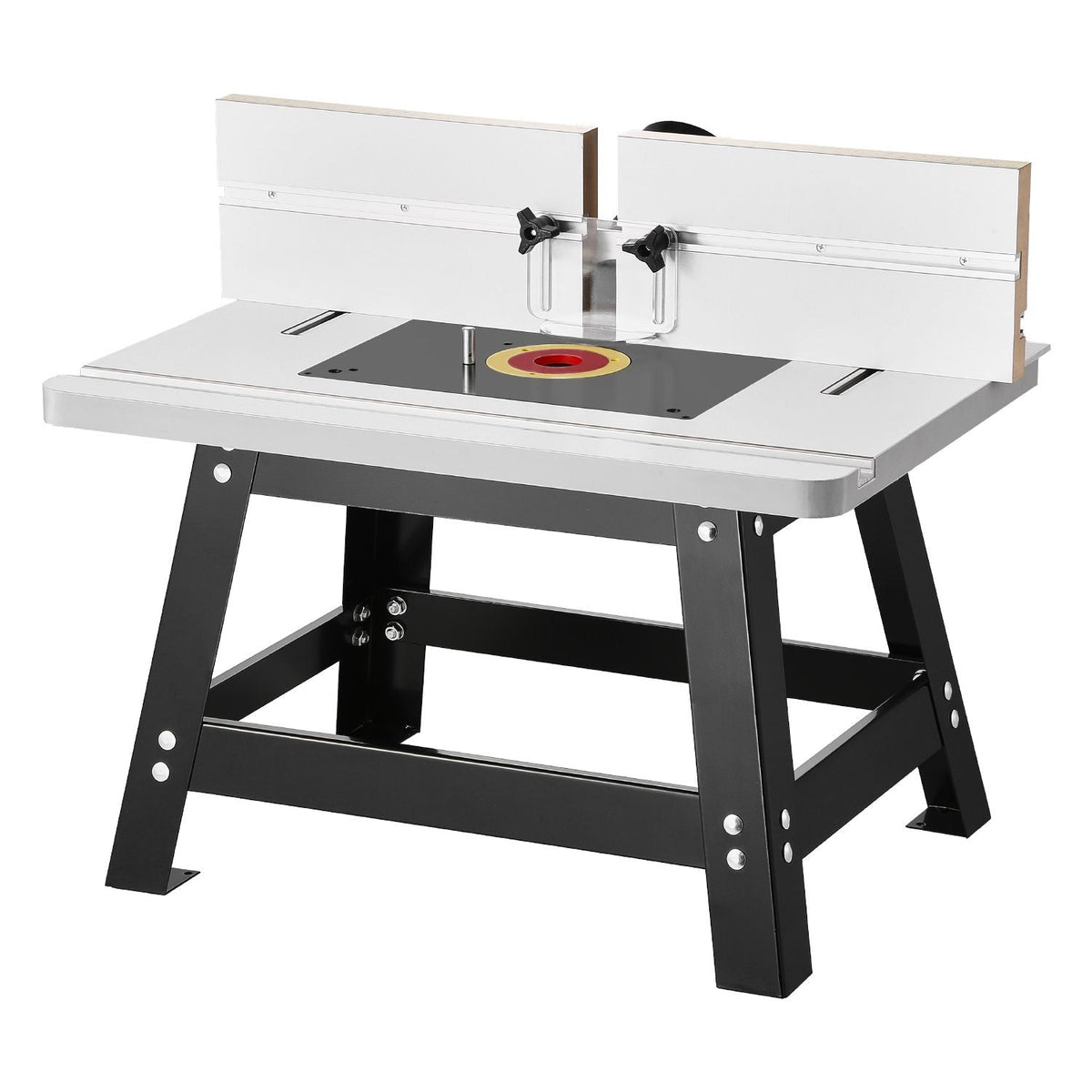 Benchtop Router Table, 24 in x 15.7 in, Bench Top Routing Table with Adjustable Fence, MDF Top, Sturdy Metal Base, 2-1/2 in Dust Collection Port, Compatible with Routes & Various Drill Bits