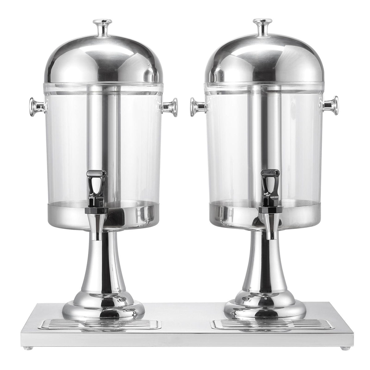 Beverage Dispenser, 2.1 Gallon x 2 Drink Dispenser for Parties, Stainless Steel + Plastic Juice Dispensers with Spigot Ice Chamber Tray, Iced Tea Lemonade Dispensers, for Restaurants, Hotels