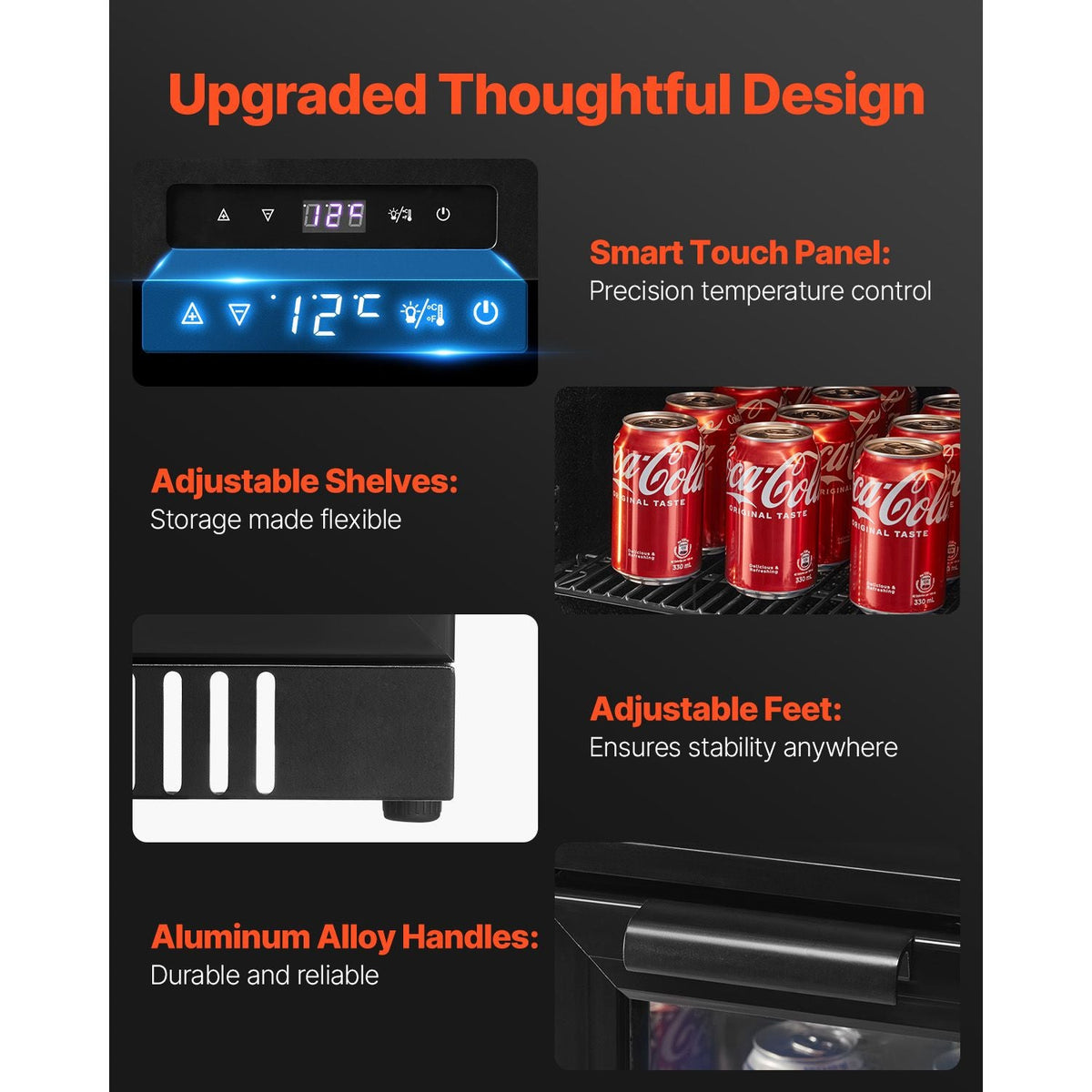 Beverage Refrigerator Cooler, 246 Can Beverage Fridge, Soda Beer Fridge with Glass Doors, Adjustable Shelves, Digital Temperature Control, Built-in or Freestanding Fridge for Restaurant & Bar