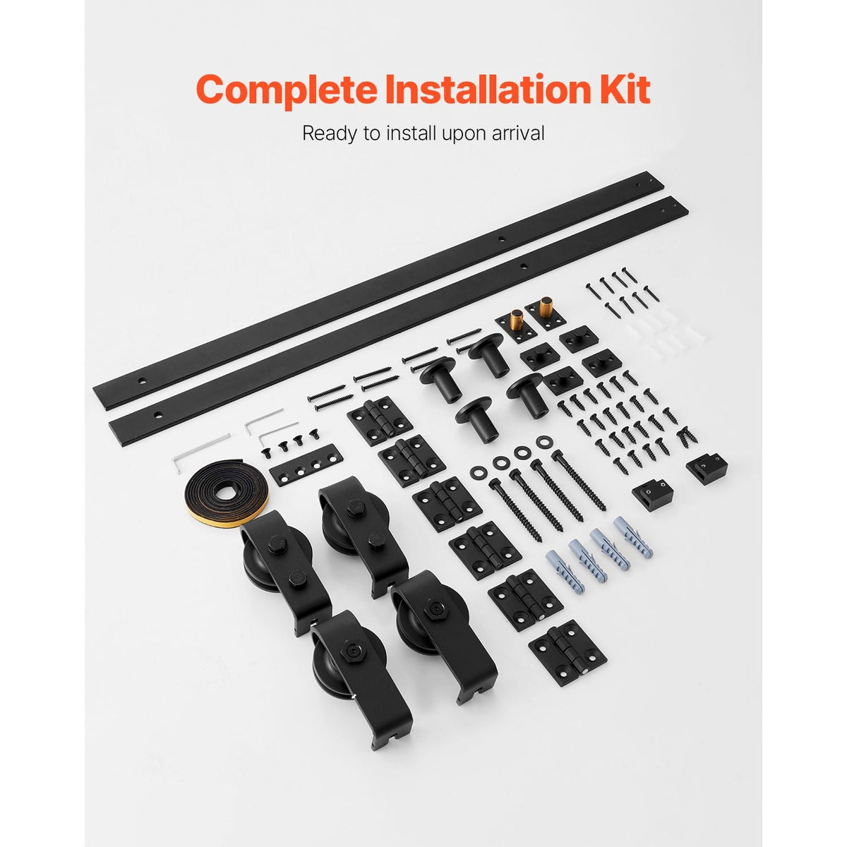 Bi-Folding Sliding Barn Door Hardware Track Kit, 64" Top Mount Track Kit, Slide Smoothly & Quietly, Heavy Duty, Easy to Install, Suitable for Four 15" Closet Pantry Laundry Doors (Not Included)