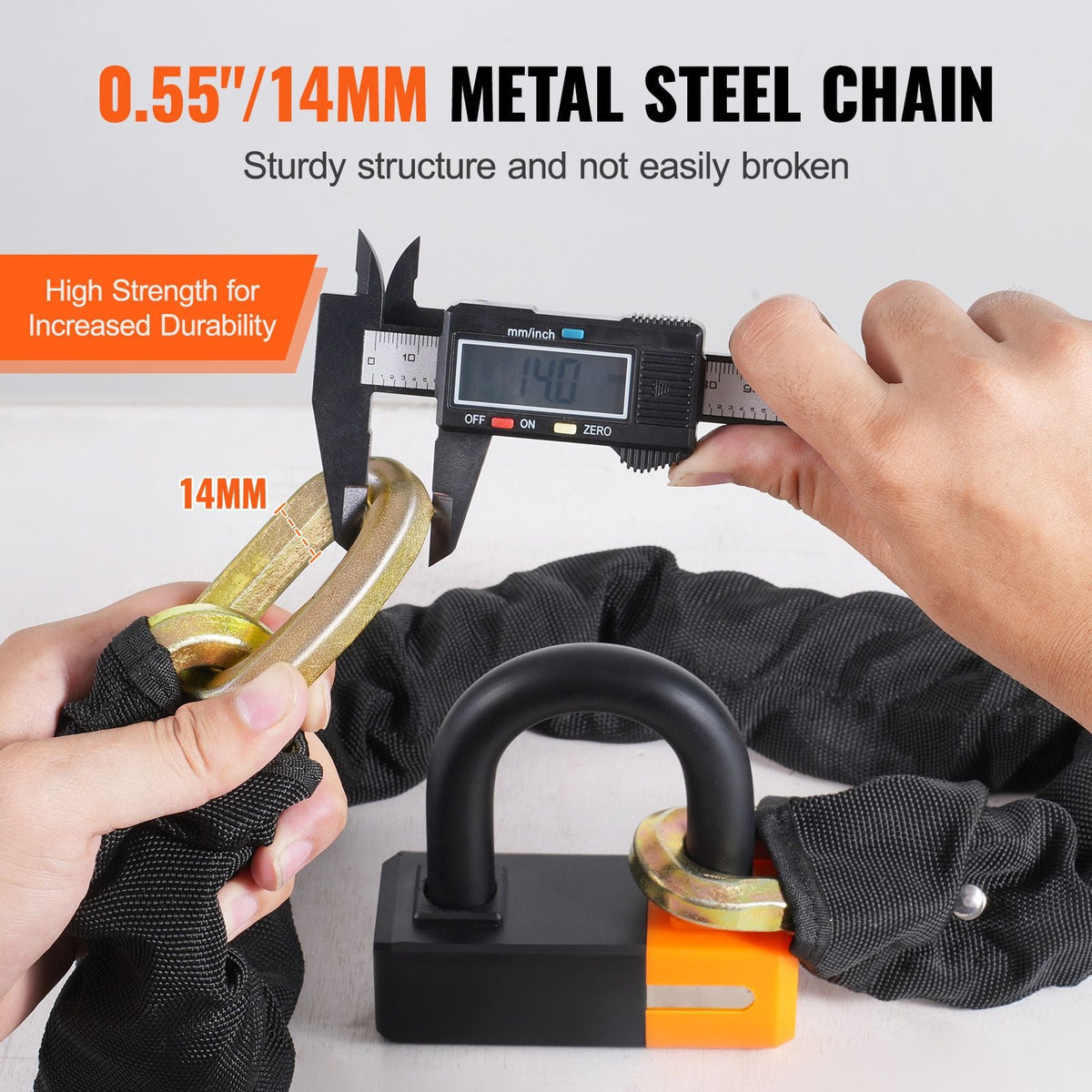 Bike Chain Lock, 3.28 Ft Bicycle Chain Lock with 4 Keys, Heavy Duty Metal Steel Anti-Theft High Security Bike Locks, Perfect for Bike, Motorcycle, Scooter, Bicycle, Door, Fence or Gate, 14mm