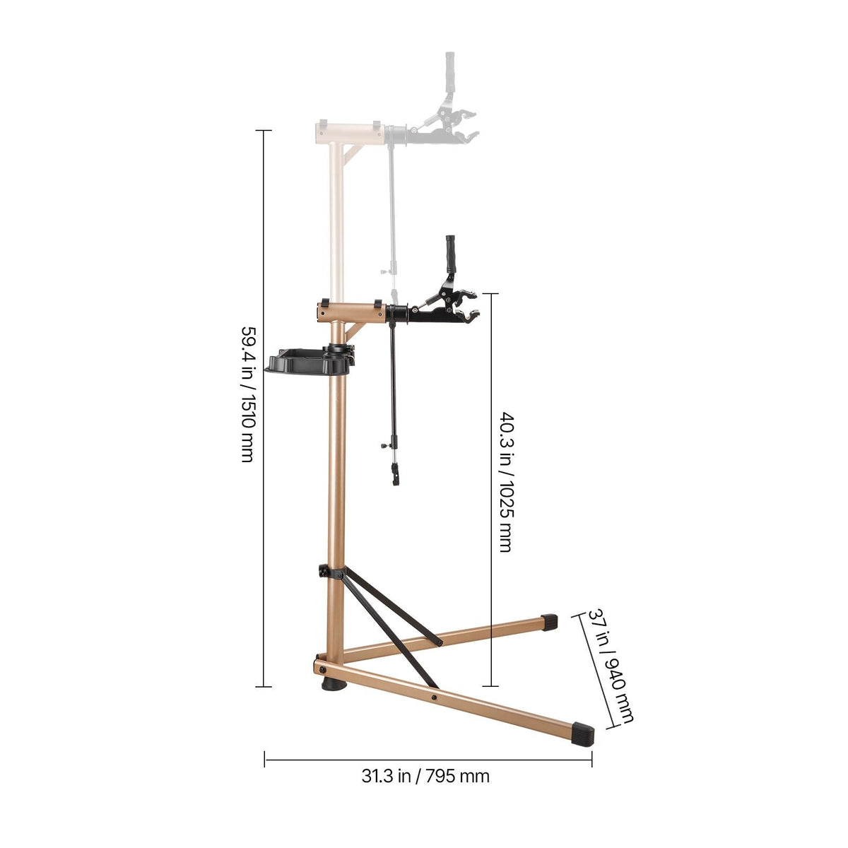 Bike Repair Stand, Max. 110 lb Heavy-duty Bicycle Work Stand with 40.3-59.4 in Adjustable Height & Large Tool Tray, Foldable Ebike Maintenance Rack, Shop Home Mechanics for Mountain Road Bike