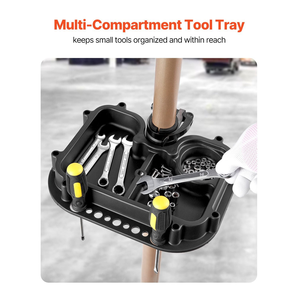 Bike Repair Stand, Max. 110 lb Heavy-duty Bicycle Work Stand with 40.3-59.4 in Adjustable Height & Large Tool Tray, Foldable Ebike Maintenance Rack, Shop Home Mechanics for Mountain Road Bike