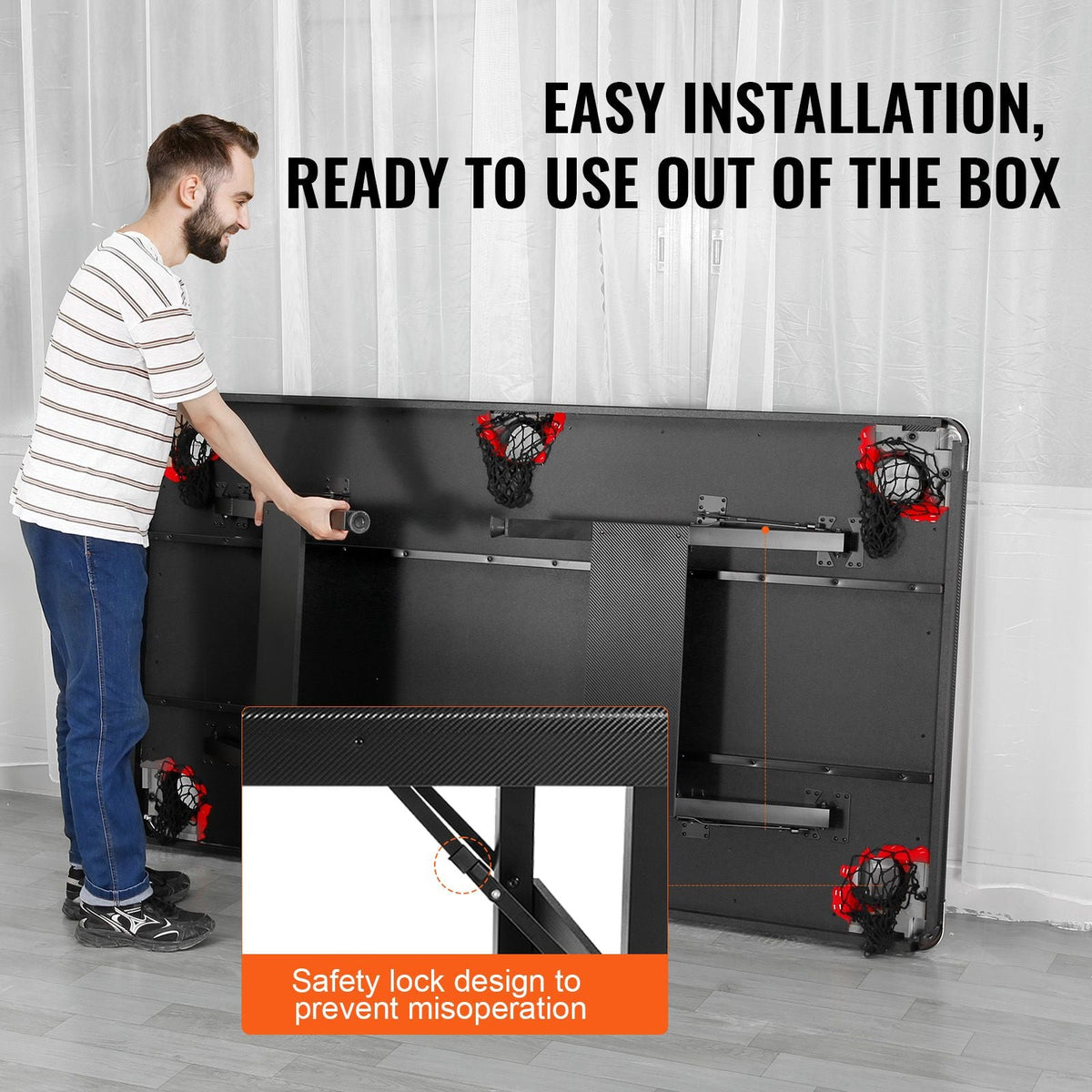 Billiards Table, 6.3 ft Pool Table, Portable Foldable Space-Saving Table, Billiard Table Set Includes Balls, Cues, Chalks and Brush, Black with Red Cloth, Perfect for Family Game Room Kid Adult
