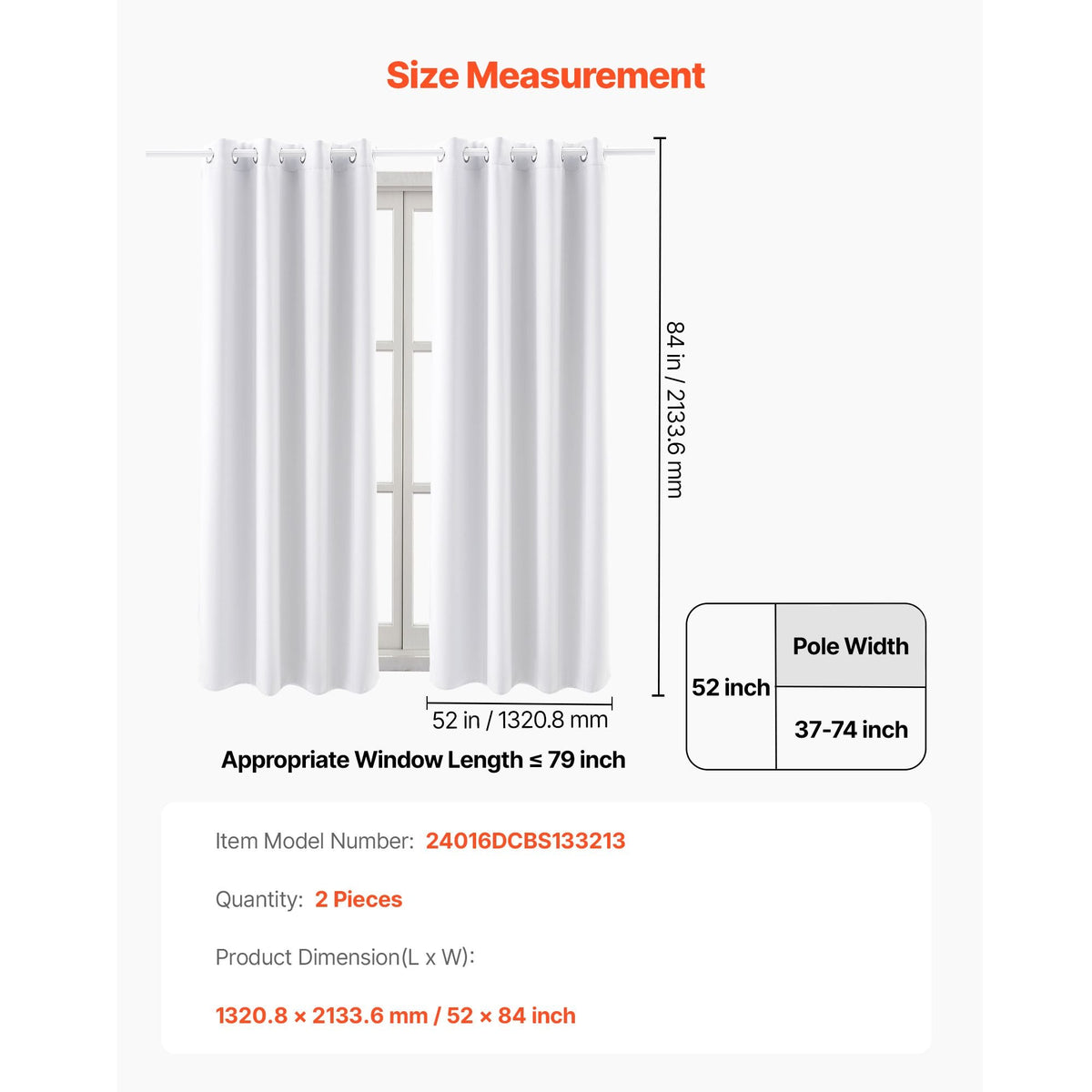 Blackout Curtains, White Blocking Drapes for Bedroom and Living Room, 2 Panels Set Grommet Room Darkening Curtain, Solid Thermal Insulated Drapes, Noise Reducing Window Treatments, 52x84 inch