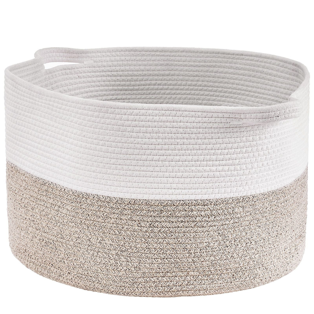 Blanket Basket, 67L, Cotton Rope Basket, Woven Basket with Handles, 20" x 13" Round Laundry Hamper Basket Collapsible Extra Large Storage Basket Bins for Organizing Clothes Kids Toys Pillows