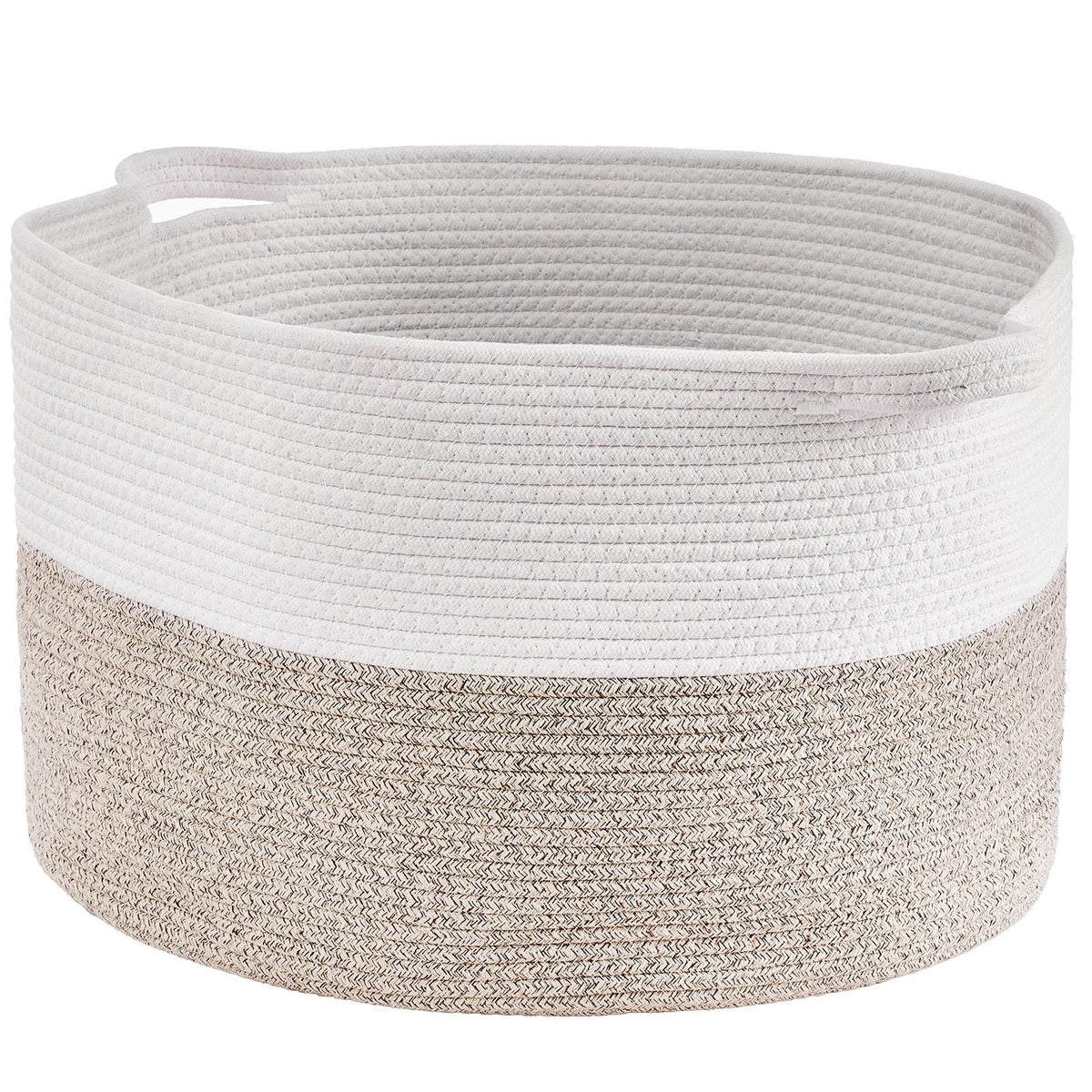 Blanket Basket, 67L, Cotton Rope Basket, Woven Basket with Handles, 20" x 13" Round Laundry Hamper Basket Collapsible Extra Large Storage Basket Bins for Organizing Clothes Kids Toys Pillows