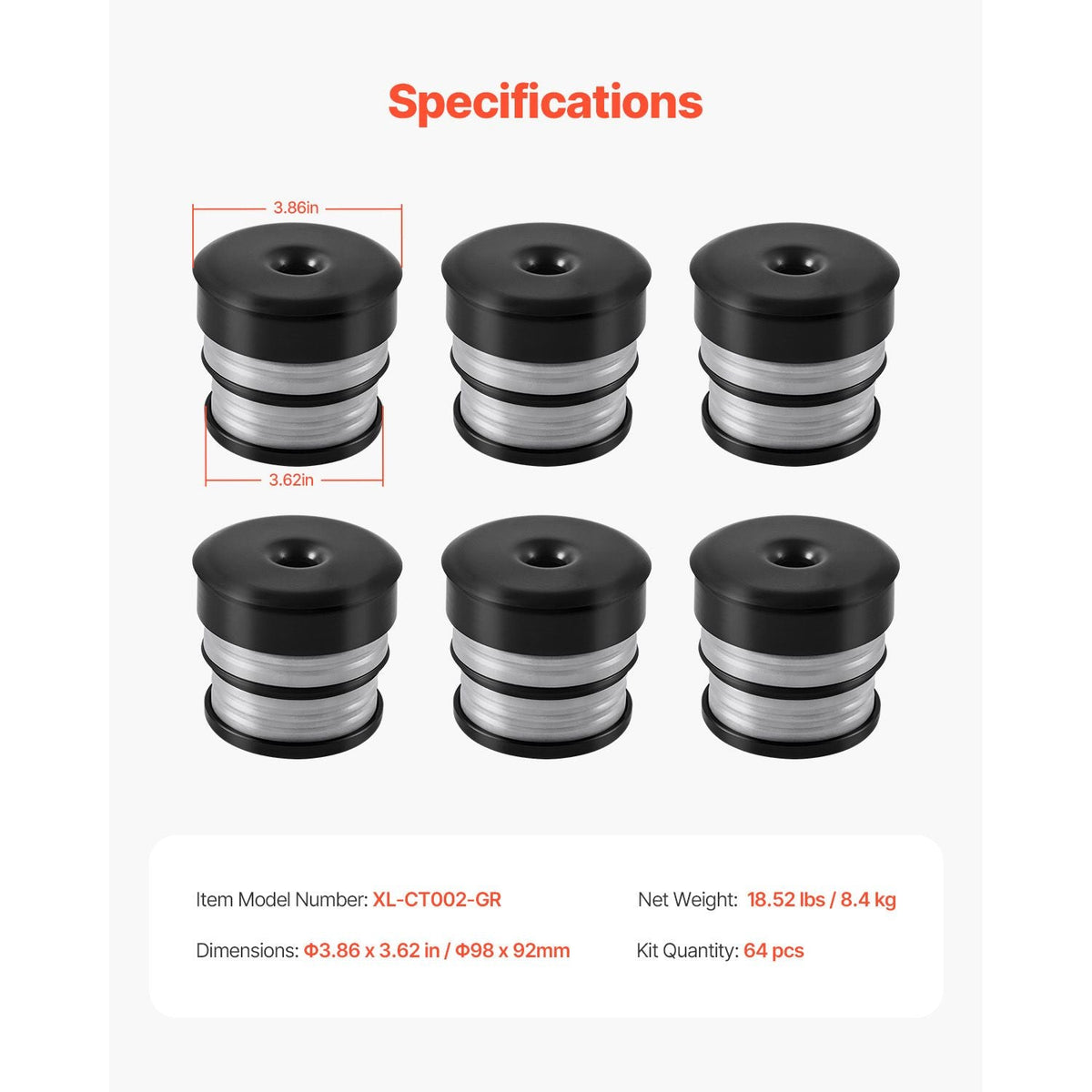 Body Mount Bushing Kit, Compatible with 2008-2016 F250 F350 Super Duty, 64 PCS Silicone Body Mount Kit, Quick Replacement, Durable Components for Improving Bumpy Driving Performance, Gray