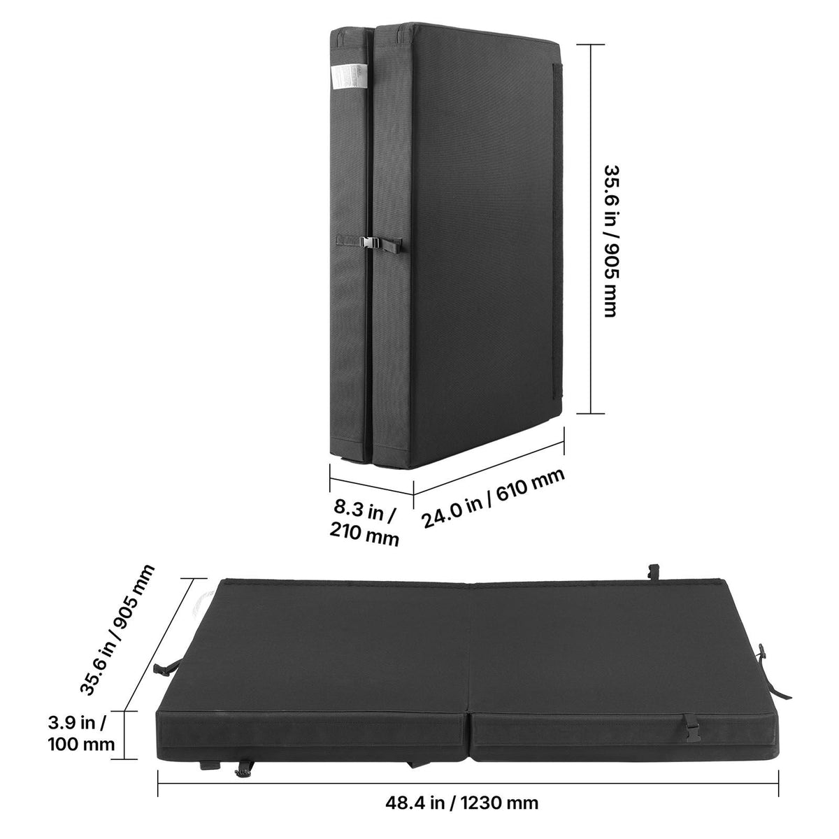 Bouldering Crash Pad, Bi-Fold Rock Climbing Crash Pad with Adjustable Backpack Straps and Handle, Foldable Lightweight for Indoor Bouldering & Outdoor Climbing, Folded Size 35.6" x 24" x 8.3"