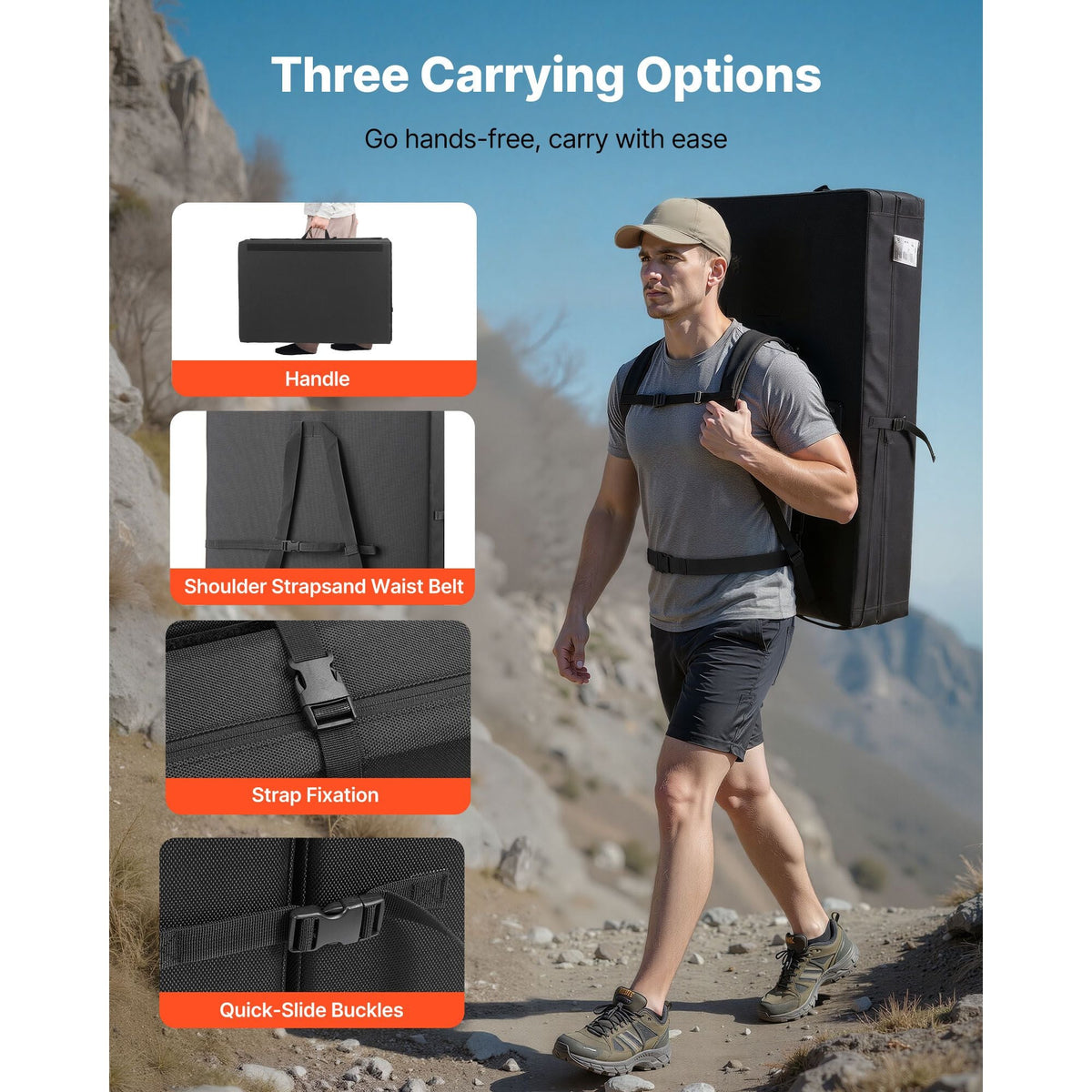 Bouldering Crash Pad, Bi-Fold Rock Climbing Crash Pad with Adjustable Backpack Straps and Handle, Foldable Lightweight for Indoor Bouldering & Outdoor Climbing, Folded Size 35.6" x 24" x 8.3"