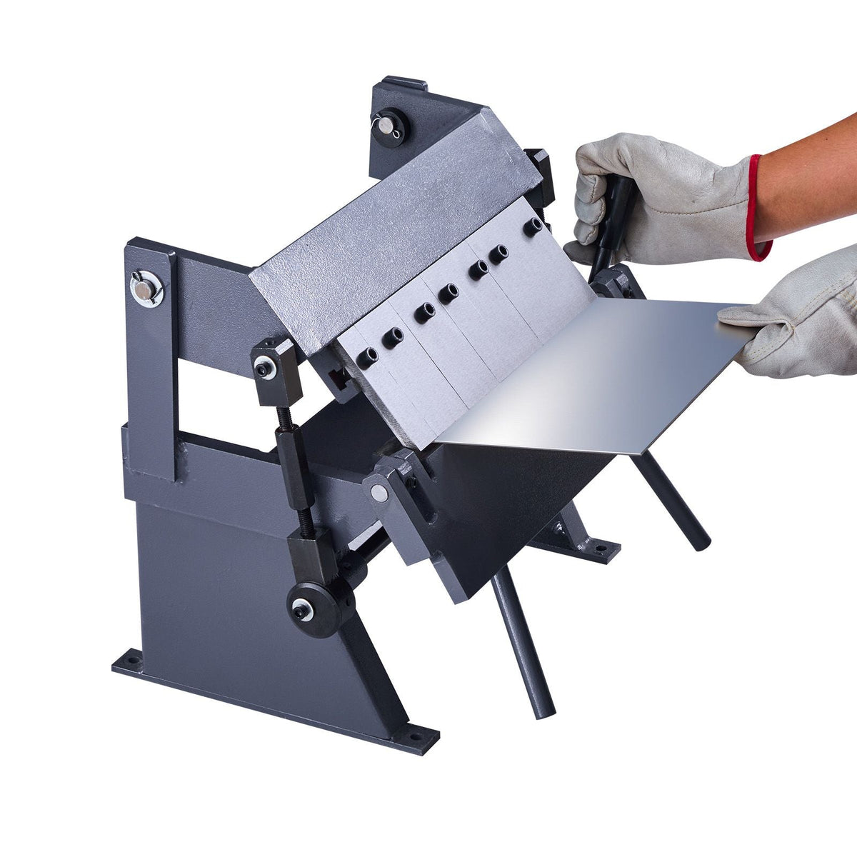 Box and Pan Brake, 12 in Sheet Metal Bending Brake, 20-Gauge Mild Steel Capacity, 0-135 Degree Adjustable, Metal Bender Machine with 5 Fingers, Heavy-Duty Aluminum Folder for Precise Bending