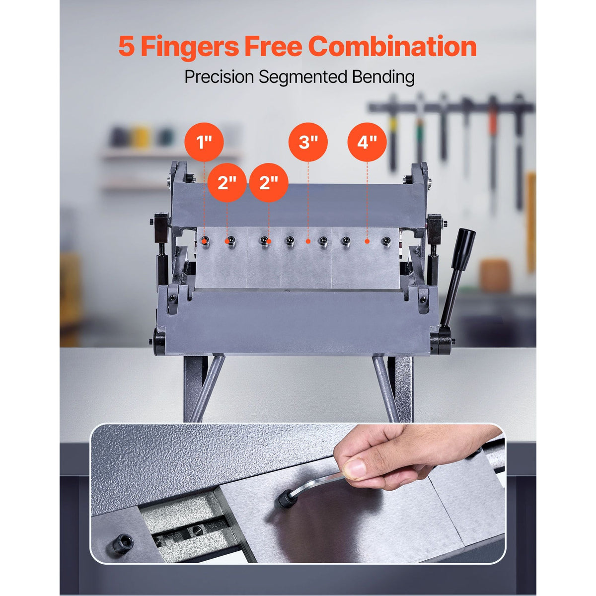 Box and Pan Brake, 12 in Sheet Metal Bending Brake, 20-Gauge Mild Steel Capacity, 0-135 Degree Adjustable, Metal Bender Machine with 5 Fingers, Heavy-Duty Aluminum Folder for Precise Bending