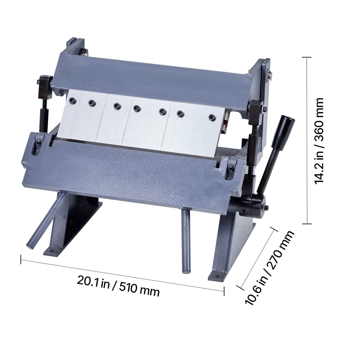 Box and Pan Brake, 12 in Sheet Metal Bending Brake, 20-Gauge Mild Steel Capacity, 0-135 Degree Adjustable, Metal Bender Machine with 5 Fingers, Heavy-Duty Aluminum Folder for Precise Bending