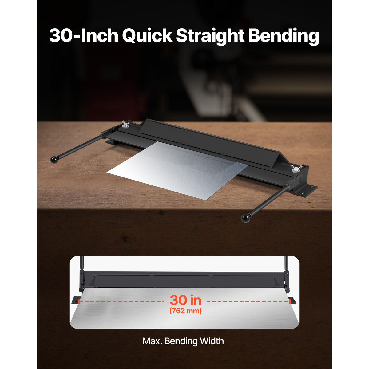 Box and Pan Brake, 30 in Sheet Metal Bending Brake, 18-Gauge Capacity, 0-135 Degree Adjustable, Metal Bender Machine, No Wobbling, Heavy-Duty Aluminum Folder for Precise Batch Bending