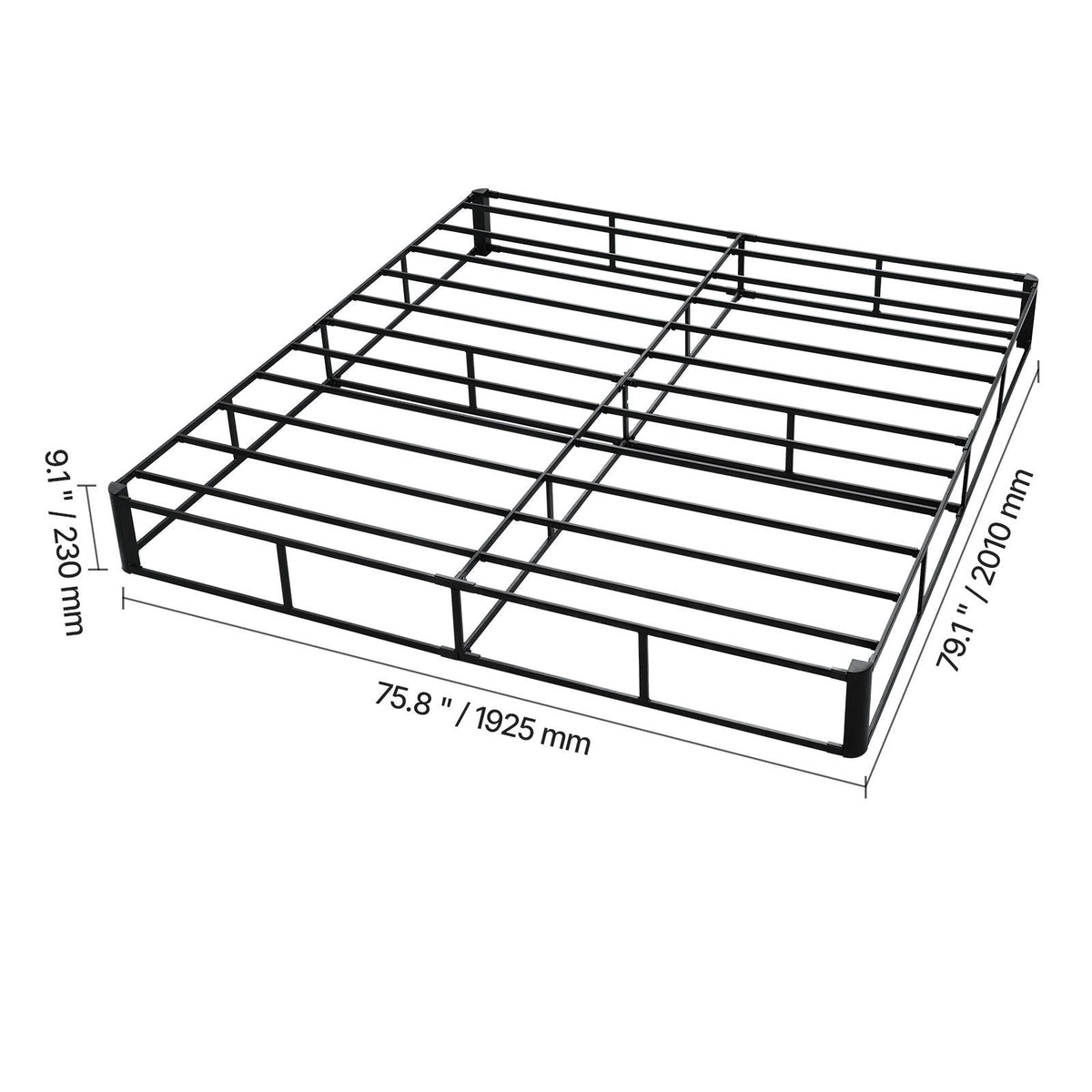 Box Spring, King Size Bed Frame with Washable Fabric Cloth, Heavy Duty Metal Frame for King Bed, 9.1 in Mattress Foundation, 3500 lbs Max Weight Capacity, Easy Assembly, 79.1 x 75.8 x 9.1 in