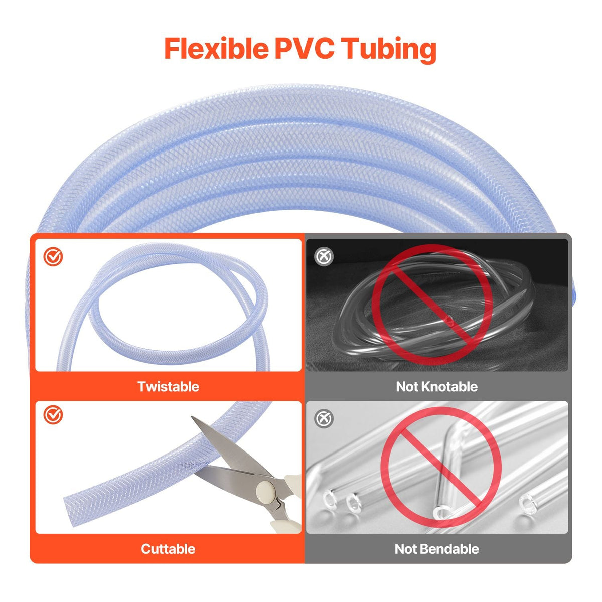 Braided Clear Vinyl Tubing, 3/4" ID x 19/20" OD, 10FT Plastic PVC Tubing, Flexible and Cuttable Clear Hose, 1/10 in Wall Thickness, High-strength PVC Material for Aquarium Irrigation Swimming