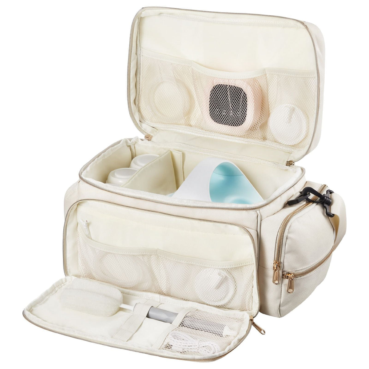 Breast Pump Bag, Breast Feeding Bag with Waterproof Mat, Fits for S1/S2, Pumping Accessories & Breastmilk Storage, Portable Pump Carrying Case for Work, Travel and Family Use, Beige