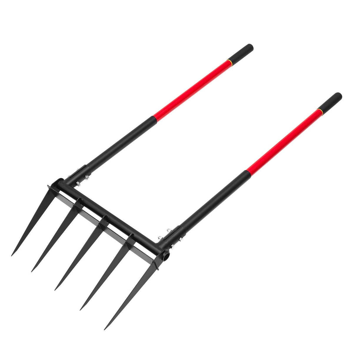 Broad Fork, 5-Tine Pitchfork with Dual Fiberglass Handles, Heavy Duty Garden Fork , Ergonomic U-Shaped Design Broadfork Hand Tiller, Gardening Tool for Composting Transplanting Aeration