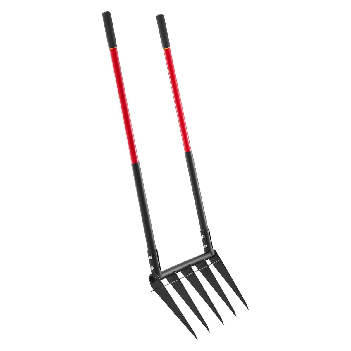 Broad Fork, 5-Tine Pitchfork with Dual Fiberglass Handles, Heavy Duty Garden Fork , Ergonomic U-Shaped Design Broadfork Hand Tiller, Gardening Tool for Composting Transplanting Aeration