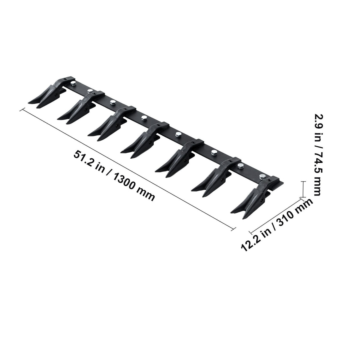 Bucket Tooth Bar, 53'', Heavy Duty Tractor Bucket Teeth Bar for Sub-Compact Tractor Loader, 4560 lbs Load-Bearing Capacity, Fits Bucket Cutting Edges Sized 1/2" or Less with No Drilling Required