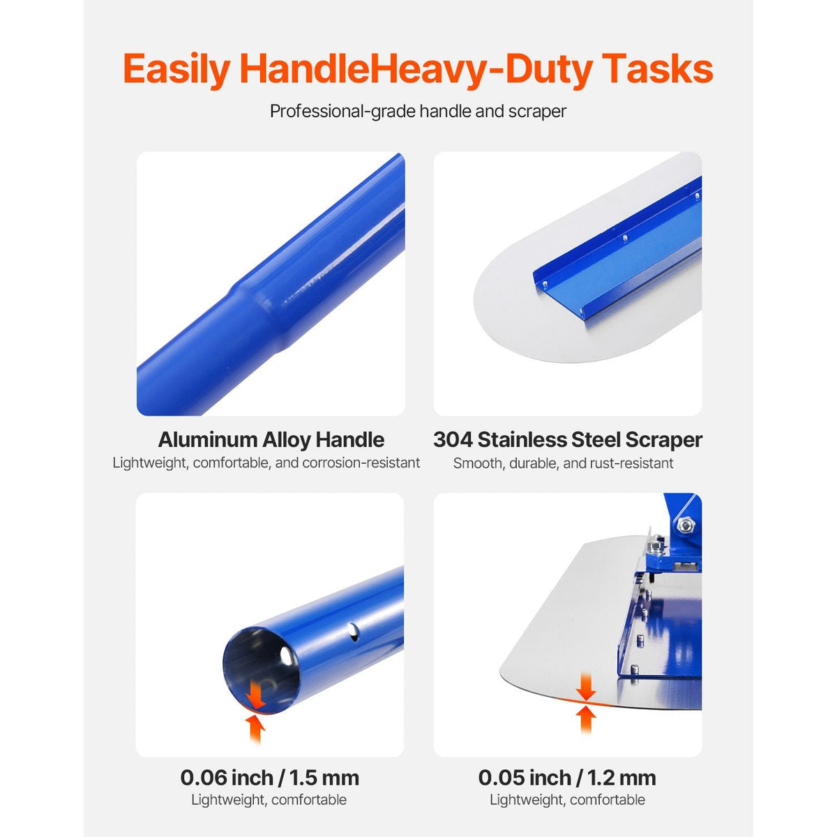 Bull Float Magnesium Concrete Float, 47.24 x 7.28 Inch Round End Concrete Float Tool with 4 Aluminum Alloy Replaceable Handles, Cement Finishing Float for Various Industrial Applications