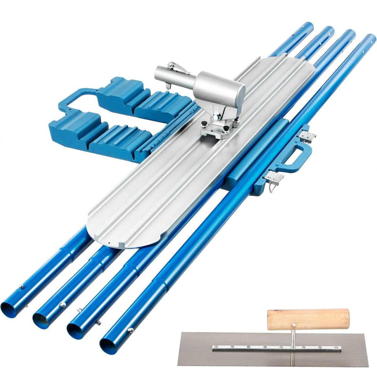 Bull Float Magnesium Concrete Float 48 x 8\" Round End Concrete Float Tool Cement Tool Bull Concrete Kit Bull Float with 4 Float Handle Bull Float Bracket Concrete Tools Finishing Bull Float