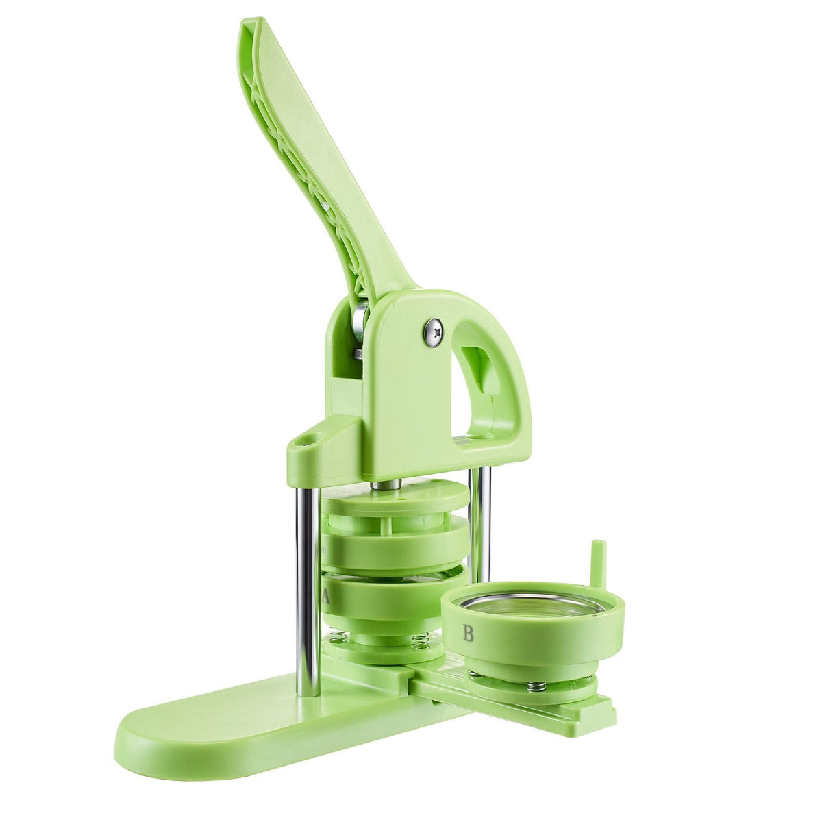 Button Maker Machine, 1.26/2.28 inch 2-in-1, Plastic Pin Maker with 200 pcs Button Parts, Circle Cutter and Magic Book, Reinforced Ergonomic Handle, for DIY Badges, Personalized Pins, Green