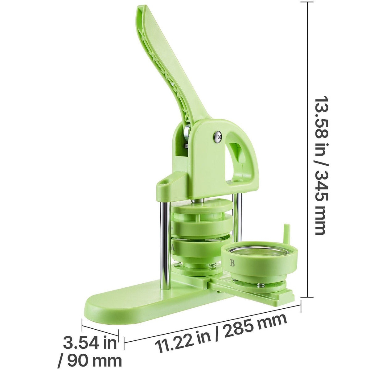 Button Maker Machine, 1.26/2.28 inch 2-in-1, Plastic Pin Maker with 200 pcs Button Parts, Circle Cutter and Magic Book, Reinforced Ergonomic Handle, for DIY Badges, Personalized Pins, Green