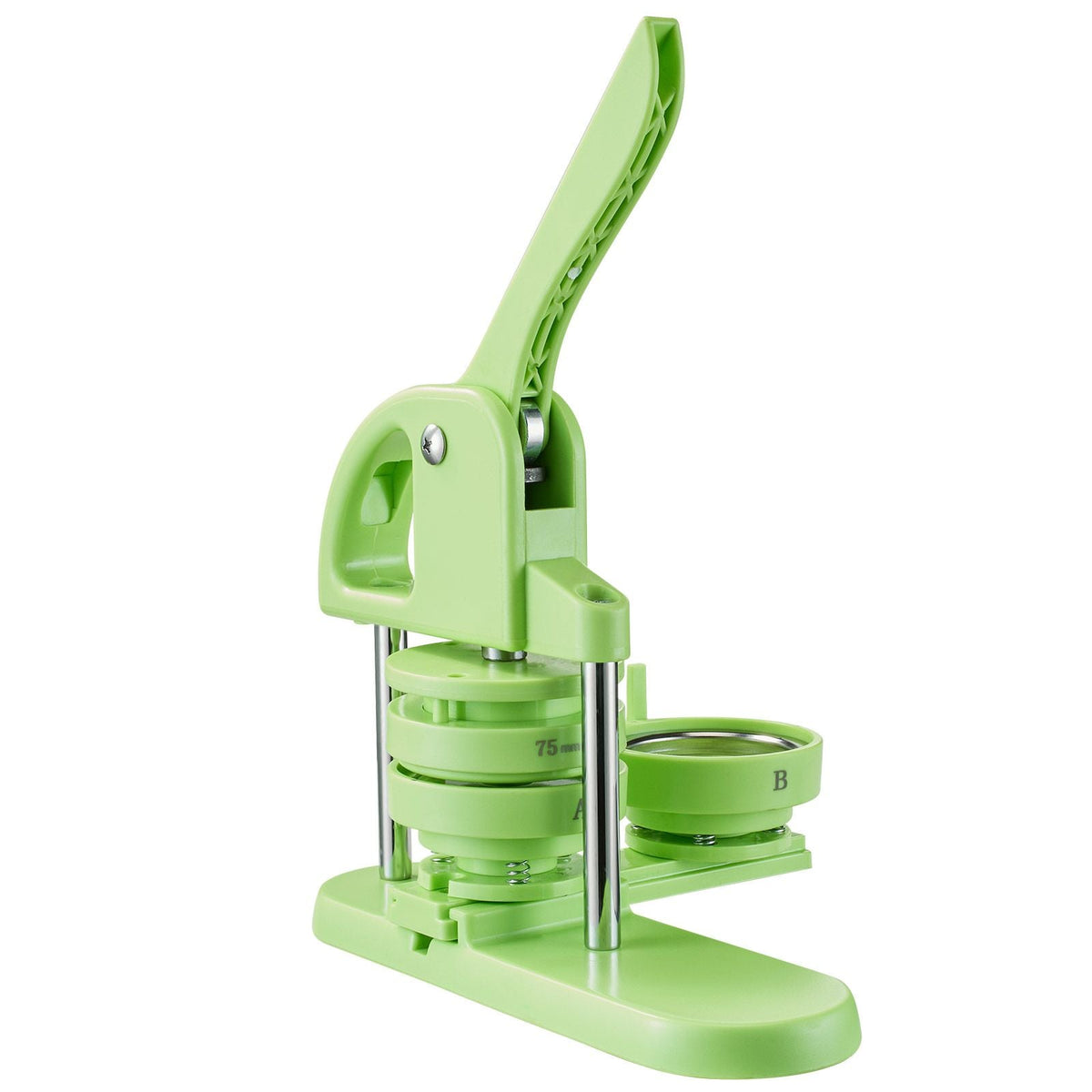 Button Maker Machine, 1.26/2.28 inch 2-in-1, Plastic Pin Maker with 200 pcs Button Parts, Circle Cutter and Magic Book, Reinforced Ergonomic Handle, for DIY Badges, Personalized Pins, Green