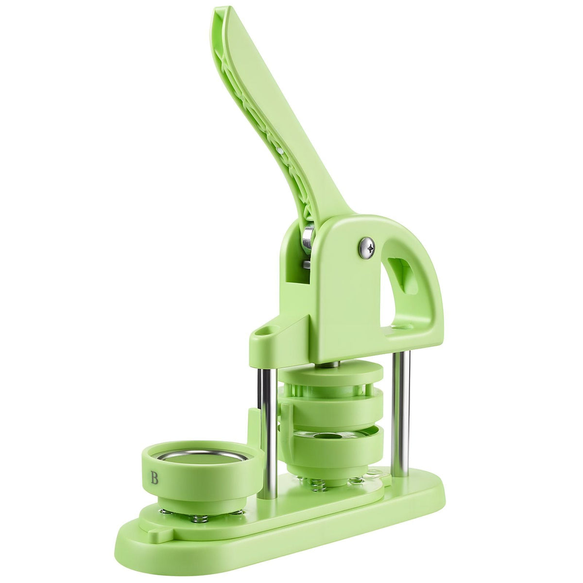 Button Maker Machine, 2.28 in, Plastic Pin Maker with 100pcs Button Parts, Circle Cutter and Hex Wrenches, Reinforced Ergonomic Handle, for DIY Badges, Personalized Pins and Key Chains, Green