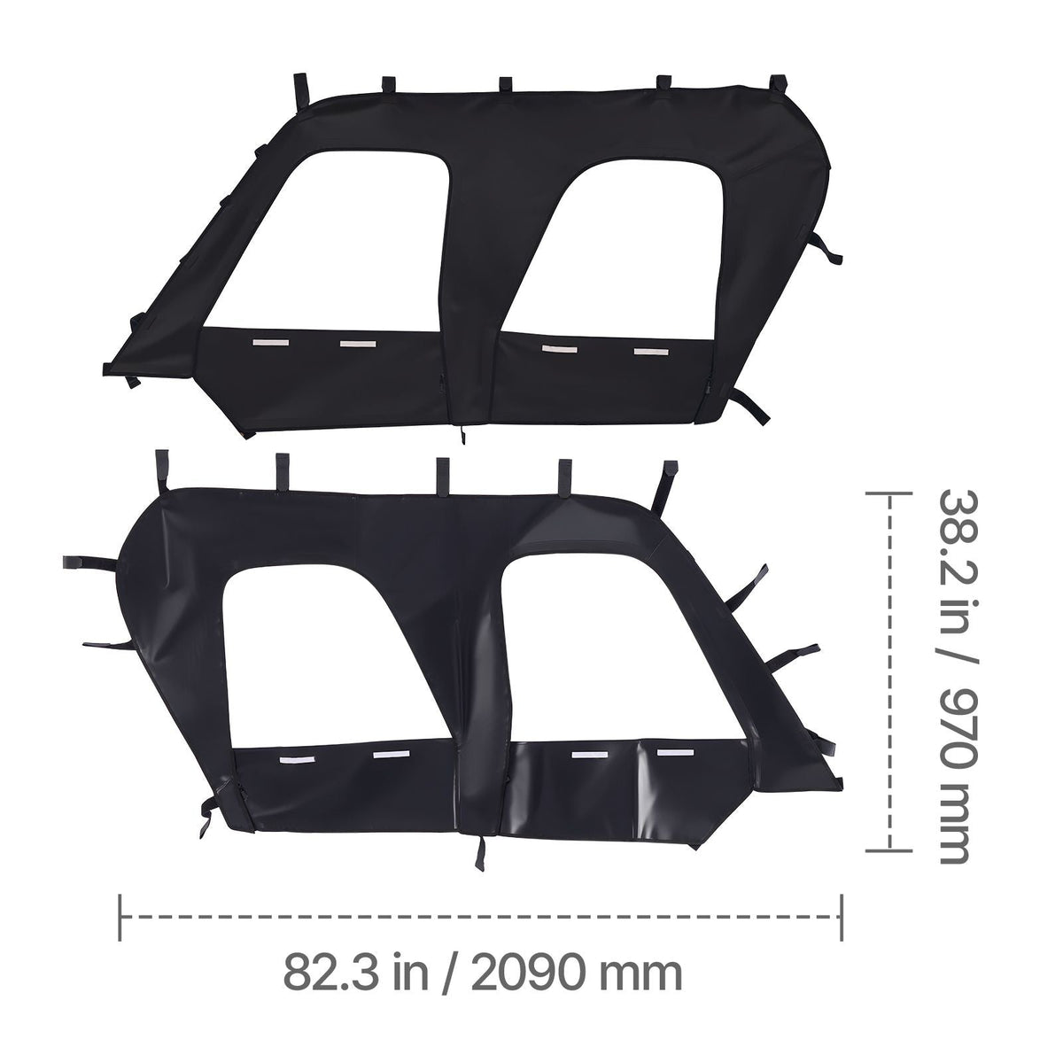 Cab Enclosure Upper Doors, Compatible with Kawasaki Teryx4 2012-2022, Soft Upper Doors, Windproof & Waterproof Upgraded Zipper UTV Soft Side Window Kit, Work with Roof and Partial Windshields