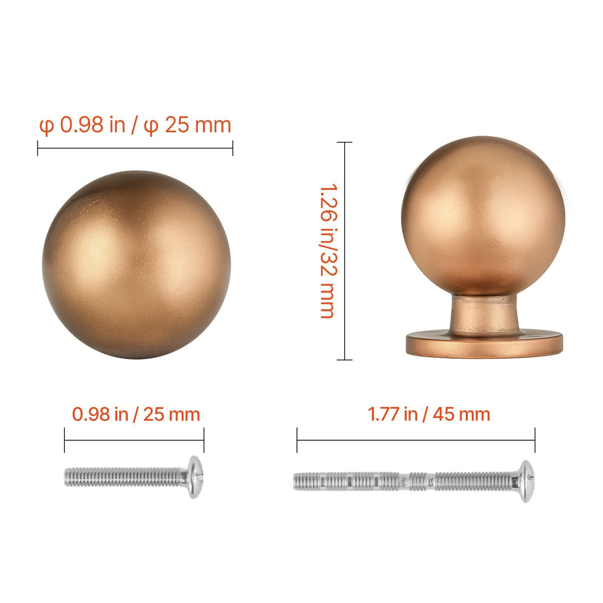 Cabinet Knobs, 12 Pack, 0.98 Inch Zinc Alloy Drawer Pulls Door Handles, Round Kitchen Dresser Solid Knobs Cupboard Hardware with Screws for Bathroom Closet Cabinets Drawers, Antique Brass Color
