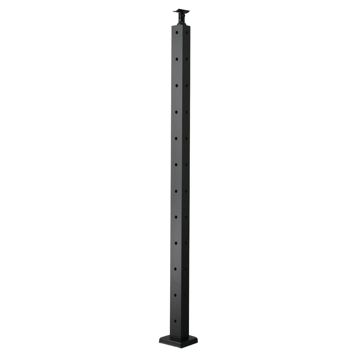 Cable Railing Post, 42x1x2 Inch Corner Railing Post, with L-Shaped Pre-Drilled Holes, Stainless Steel Cable Rail Post with Horizontal and Curved Bracket, 1-Pack, Black, 1JZLGZXHS10607YXO001V0