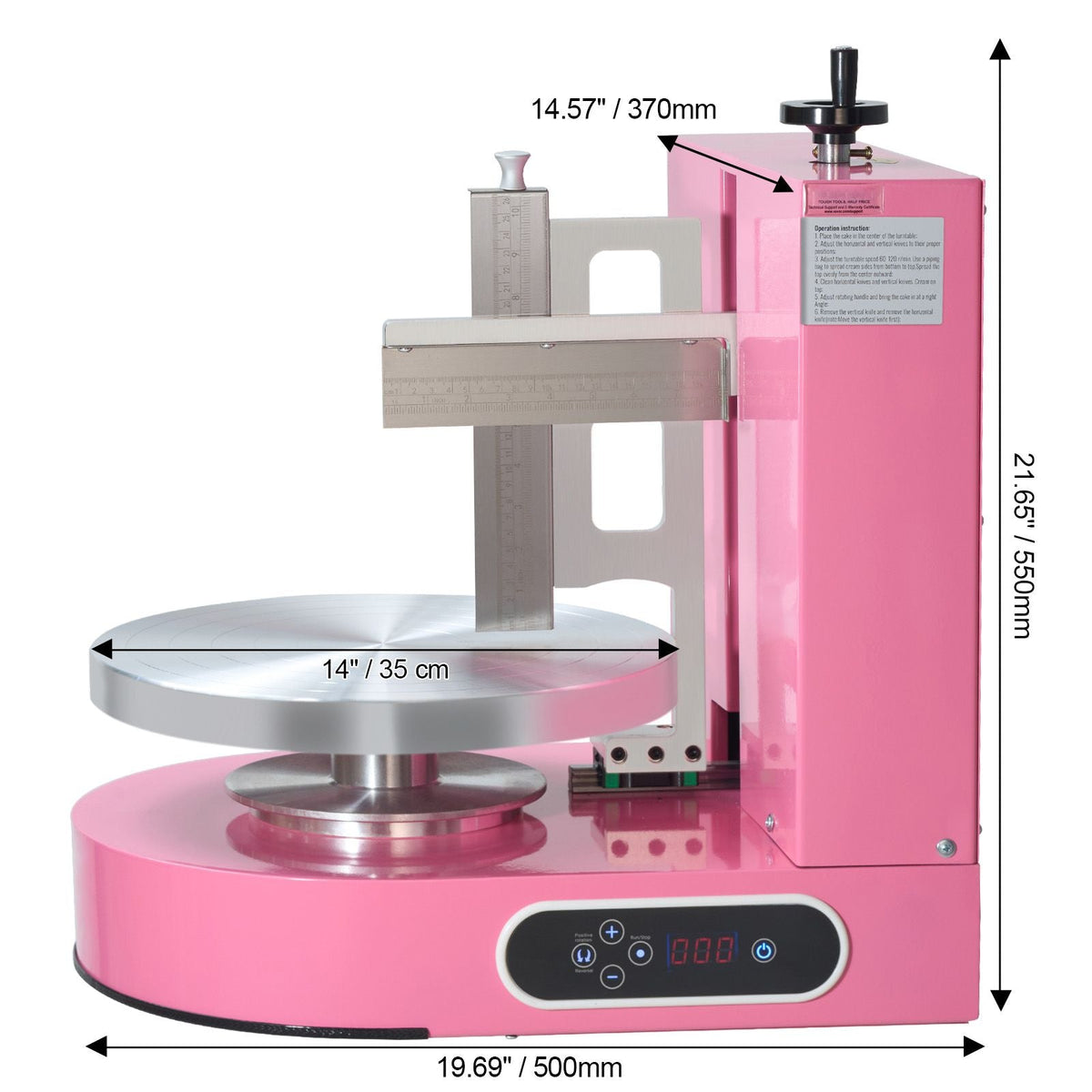 Cake Decorating Machine, Cake Cream Spreading Coating Smearing Machine, Low Noise Cake Frosting Machine, Turntable with Adjustable Scraper, for 4" to 12" Cake, 25-320RPM Rotating Speed, Pink
