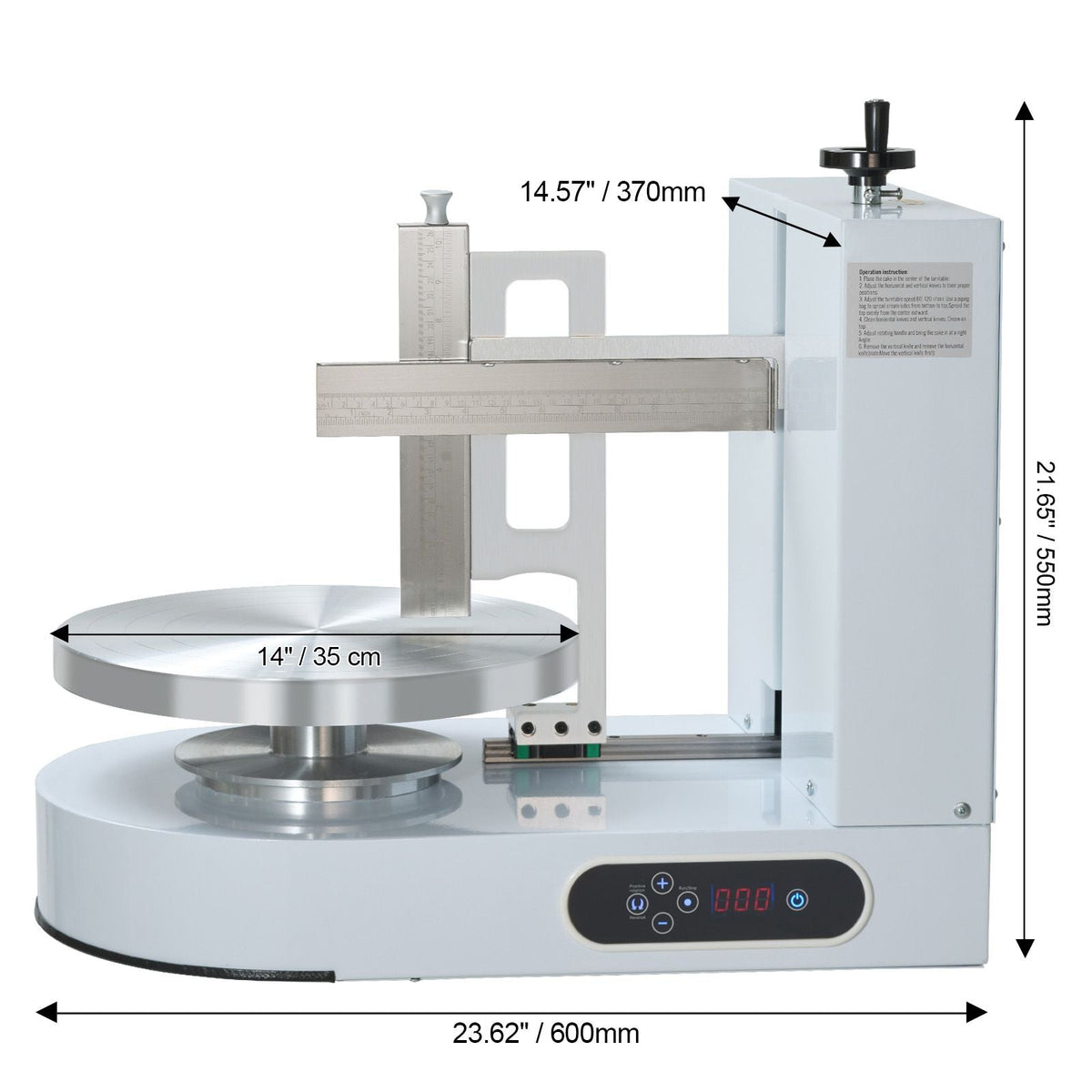 Cake Decorating Machine, Cake Cream Spreading Coating Smearing Machine, Low Noise Cake Frosting Machine, Turntable with Adjustable Scraper, for 6" to 14" Cake, 25-320RPM Rotating Speed, White