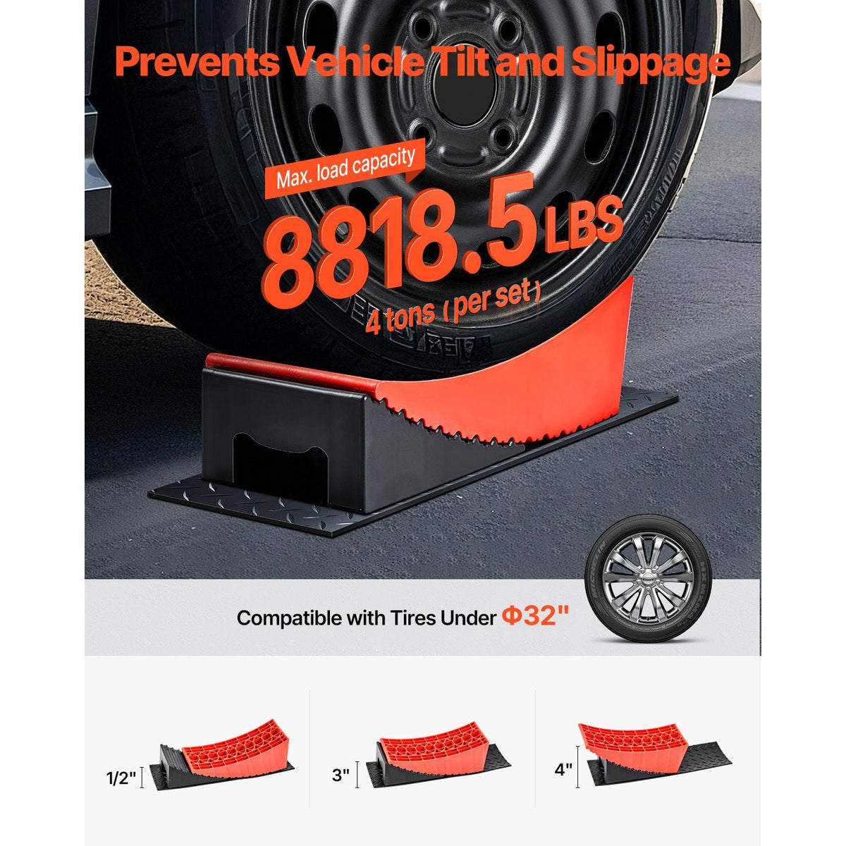 Camper Levelers, 2 Pcs RV Leveling Blocks, up to 8818.5lbs Camper Wheel Chocks, Max. 4" Leveling Height Heavy Duty Curved Levelers, RV Camper Leveler Kit with Anti-Slip Mat Carrying Bag Level