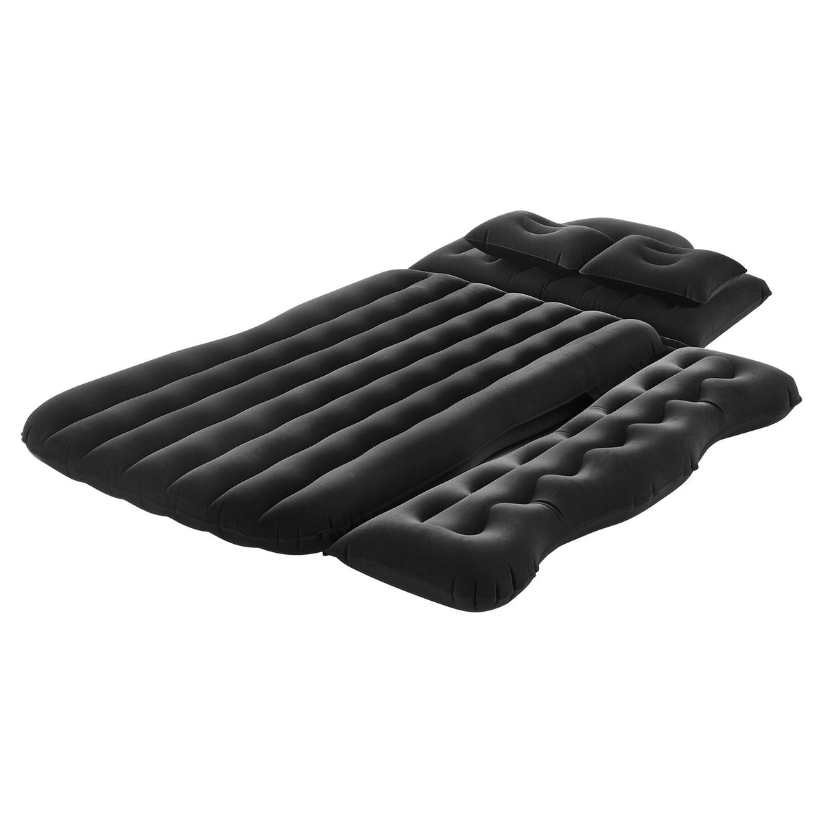 Car Air Mattress, Inflatable Back Seat Car Camping Mattress, Flocking Travel Beds, Durable Portable Sleeping Pad with Air Pump, 2 Pillows, Nozzle, Carry Bag, Fits Most SUV MPV Sedan, Black