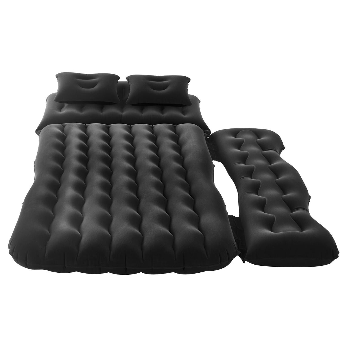 Car Air Mattress, Inflatable Back Seat Car Camping Mattress, Flocking Travel Beds, Durable Portable Sleeping Pad with Air Pump, 2 Pillows, Nozzle, Carry Bag, Fits Most SUV MPV Sedan, Black