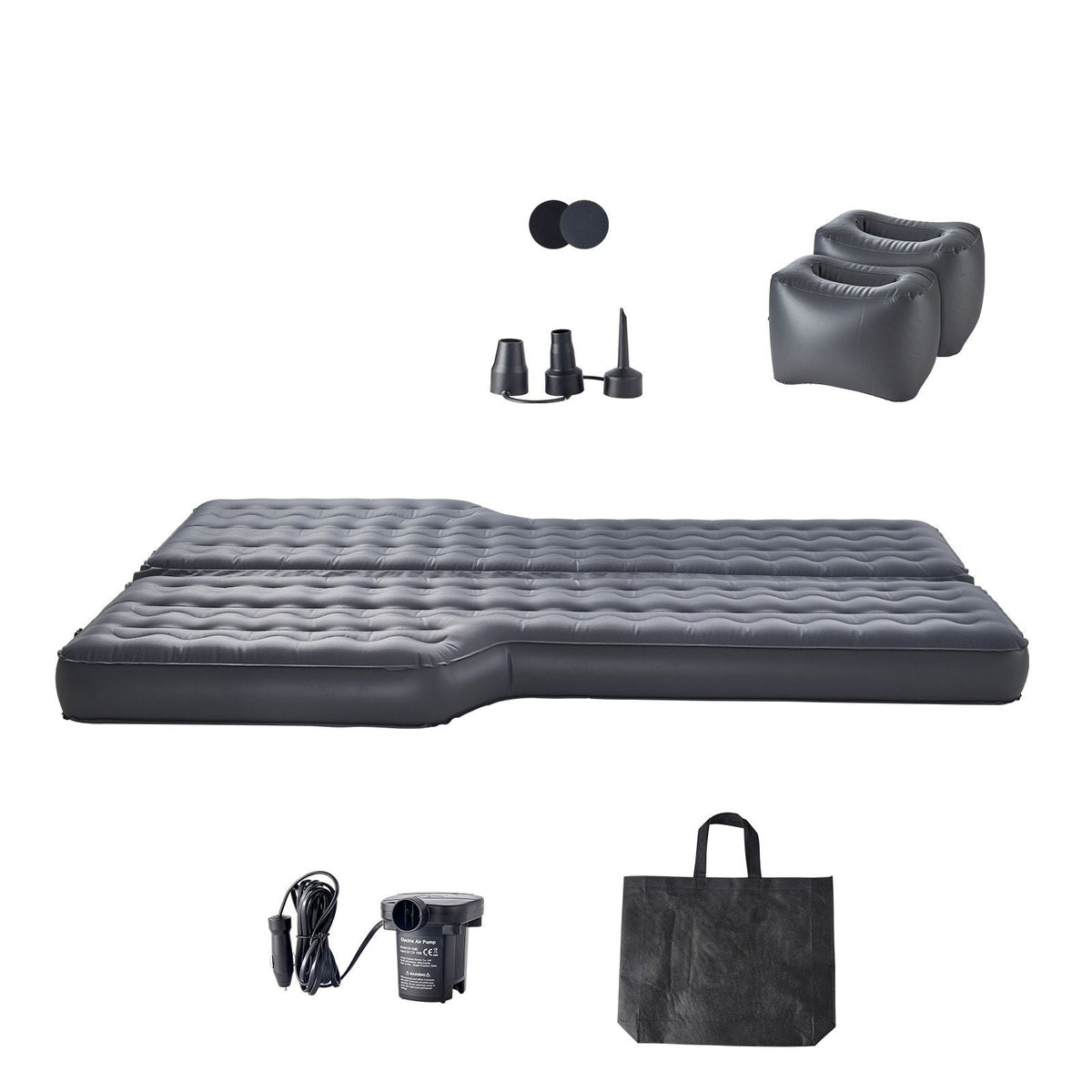 Car Air Mattress, Inflatable Car Camping Mattress, Oxford Thickened Travel Beds, Comfortable and Durable Portable Sleeping Pad with Air Pump, Nozzle, Carry Bag, Fits Most SUV MPV Sedan, Gray