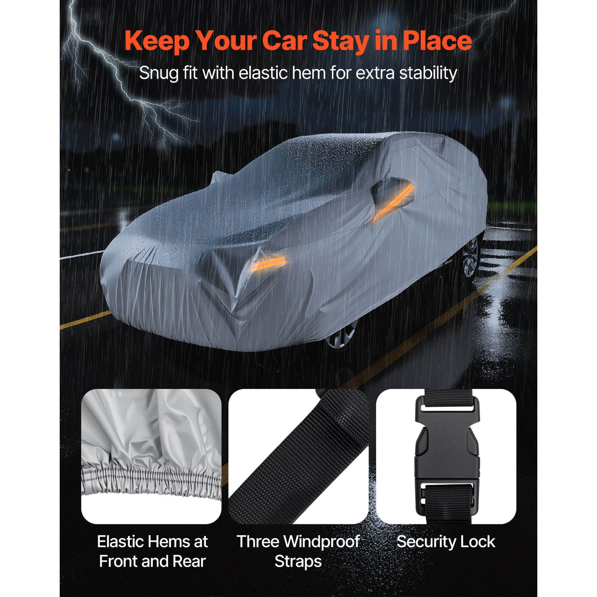 Car Cover, Car Cover Waterproof for Toyota Camry Mid Size Sedan, Custom-fit All Weather Sun Rain Wind Frost Dust Snow Protection Full Exterior Covers with Door Zipper and Cotton Lining, Silver