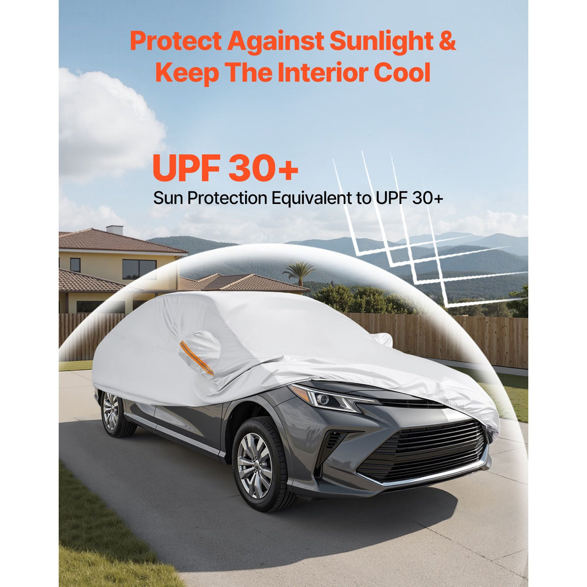 Car Cover, Car Cover Waterproof for Toyota Camry Mid Size Sedan, Custom-fit All Weather Sun Rain Wind Frost Dust Snow Protection Full Exterior Covers with Door Zipper and Cotton Lining, Silver