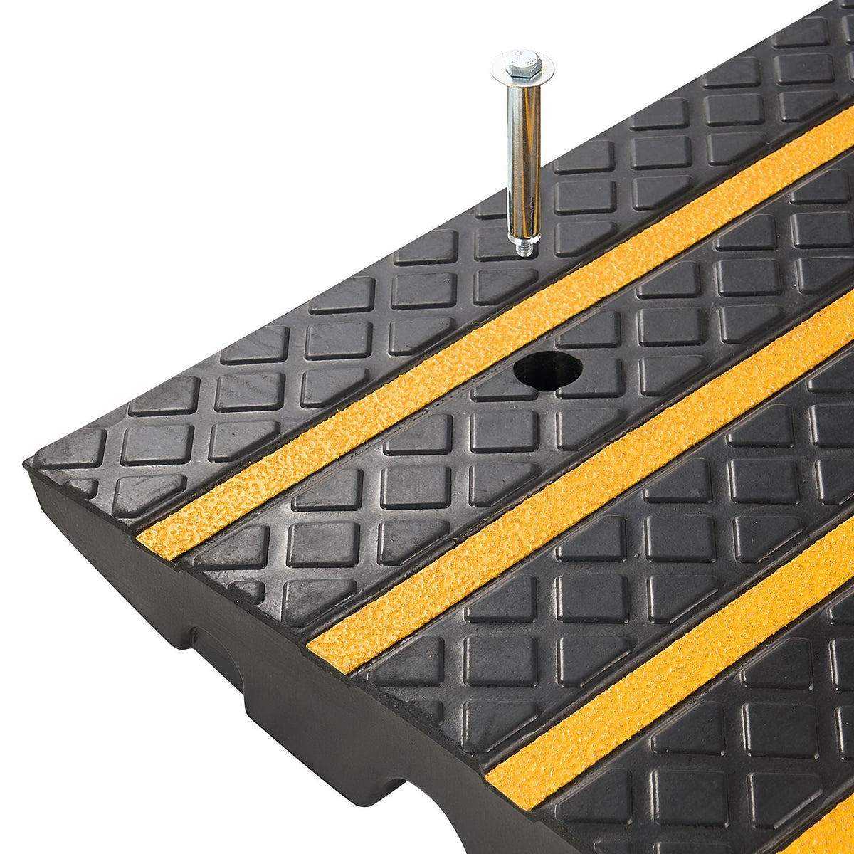 Car Driveway Rubber Curb Ramp, 33069 lbs Load Capacity, 2.6 inch Rise Curbside Bridge Ramp with Yellow Reflective Strips, Suitable for Loading Dock, Warehouse, Garage, Sidewalk (2 Pack)