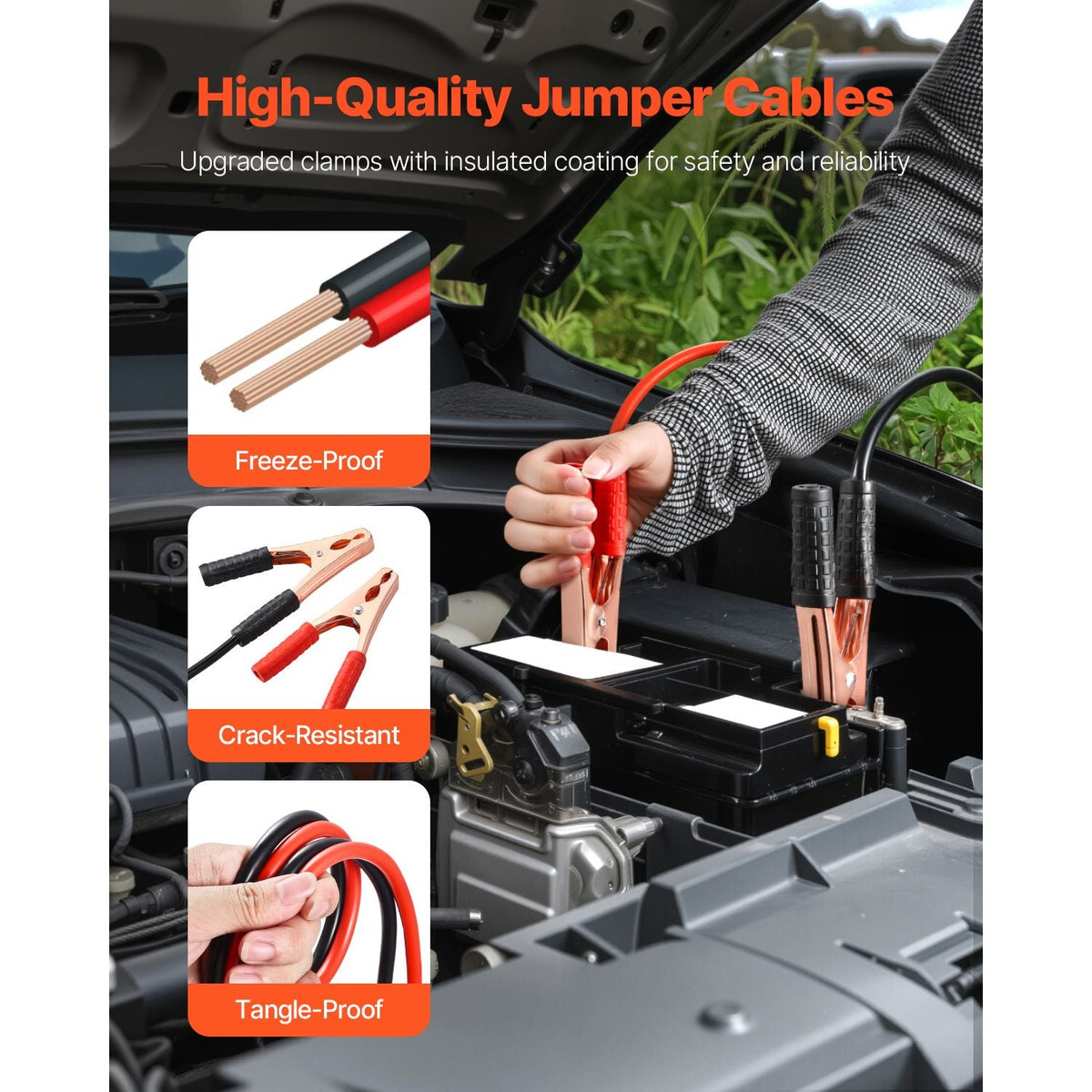 Car Emergency Kit, 2-in-1 First Aid Kit with Jumper Cables, Essential Roadside Emergency Car Kits for Vehicle, Travel and Home, 31-Piece Auto Road Side Assistance Tools with Medical Aid Kits