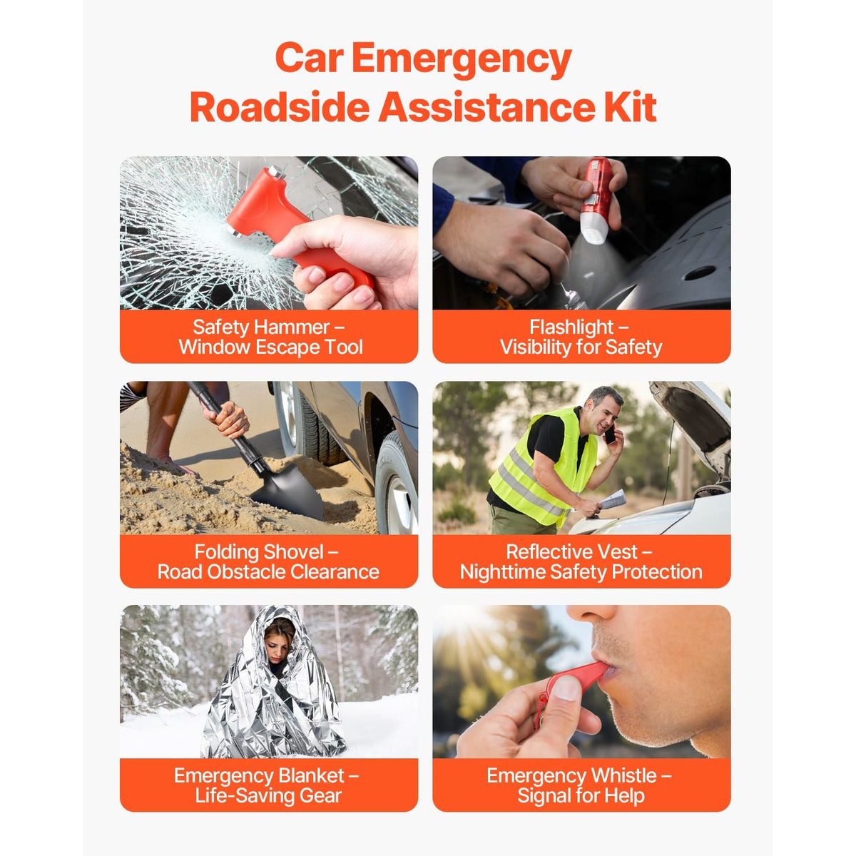 Car Emergency Kit, 2-in-1 First Aid Kit with Jumper Cables, Essential Roadside Emergency Car Kits for Vehicle, Travel and Home, 31-Piece Auto Road Side Assistance Tools with Medical Aid Kits